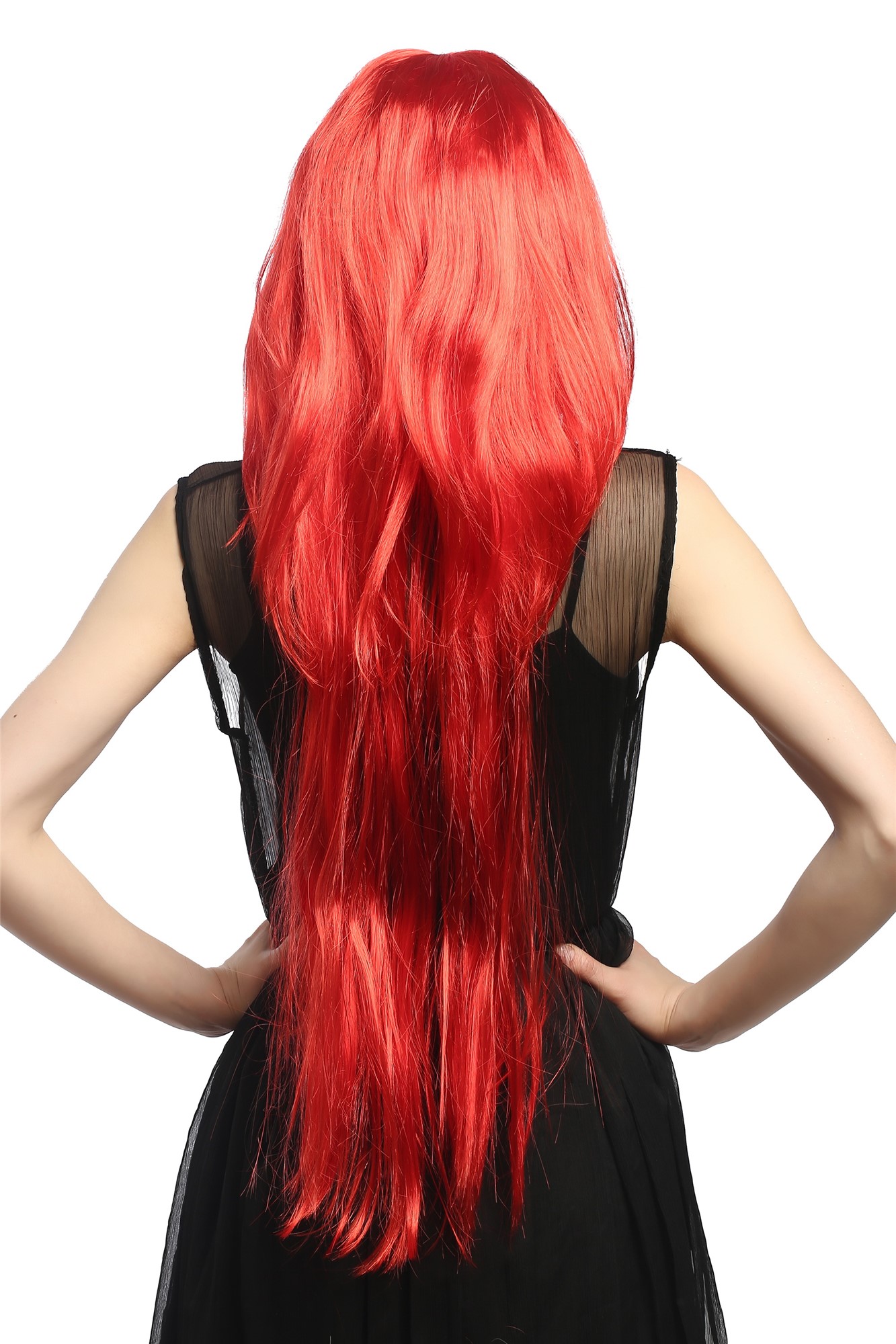 Lady Party Wig Halloween Fancy Dress extremely long fiery witchy red straight parting Witch 33", view 2, WIG ME UP: Your Perücken Online Shop Party Wig, Ladies, Red, straight, very long