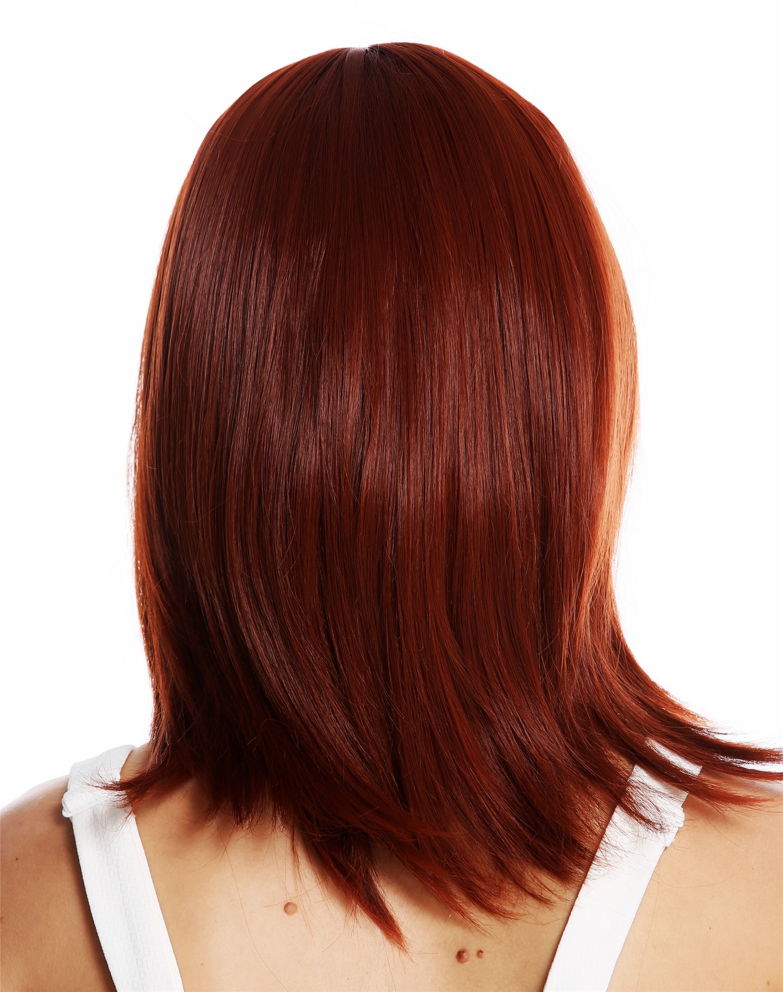 hochwertige Qualitätsperücken, Perücke schulterlang gestuft Pony Kupfer Rot 0530-10-350, Ansicht 4, WIG ME UP: Ihr Perücken Online Shop glatte Tressen-Perücke mit Kopfhaut-Imitat Kupferrot schulterlange Haare für Damen