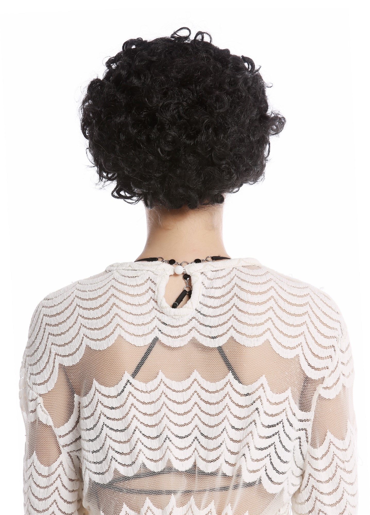 90982-ZA103 Wig Ladies Women Halloween Carnival Cosplay short curly curls black, view 4, WIG ME UP: Your Perücken Online Shop Party Wig, Unisex, Black, curled, short