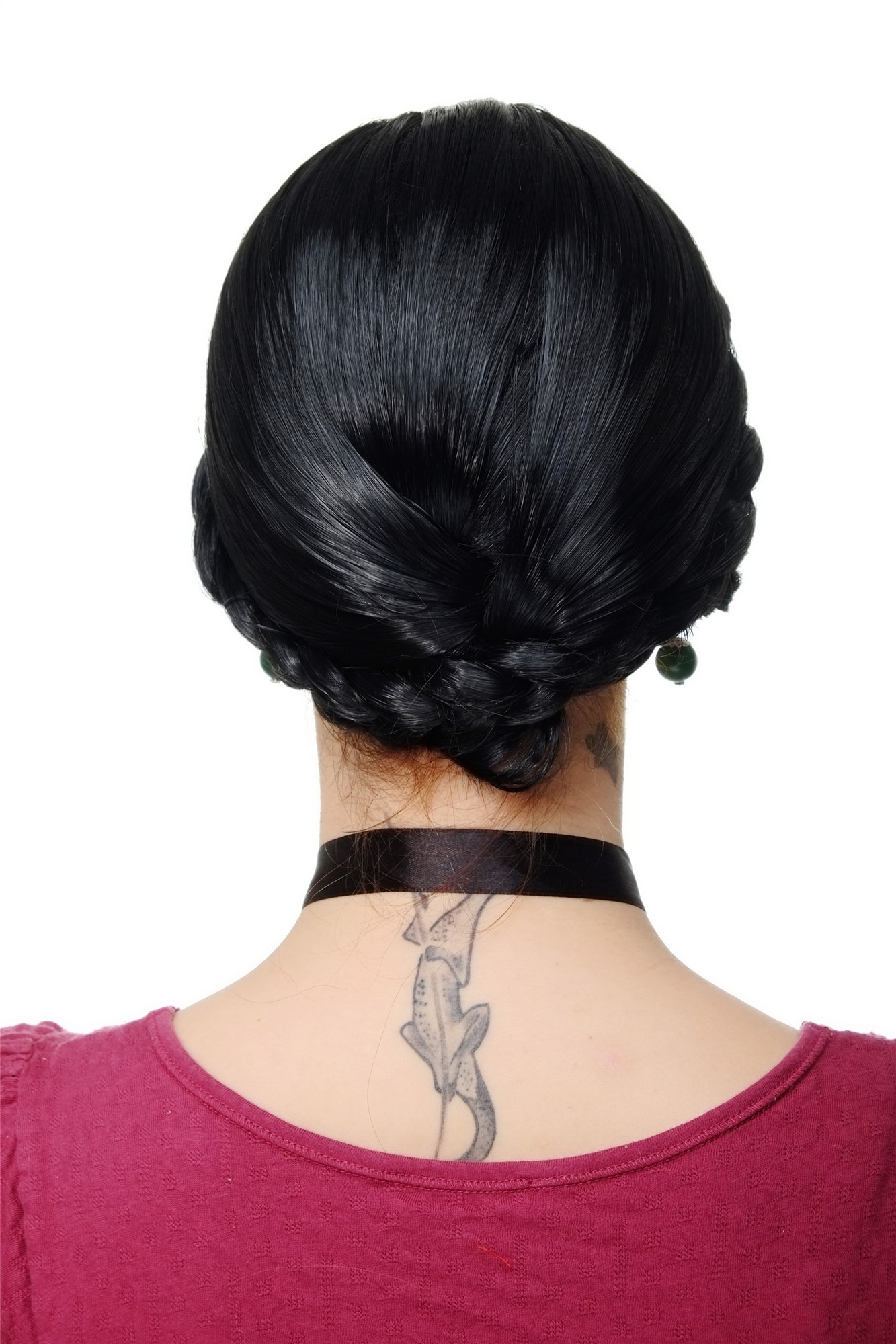 Party/Fancy Dress Wig Women Lady thick braid BLACK traditional German Ukrainian Russian Princess, view 4, WIG ME UP: Your Perücken Online Shop Party Wig, Ladies, Black, Braided, short