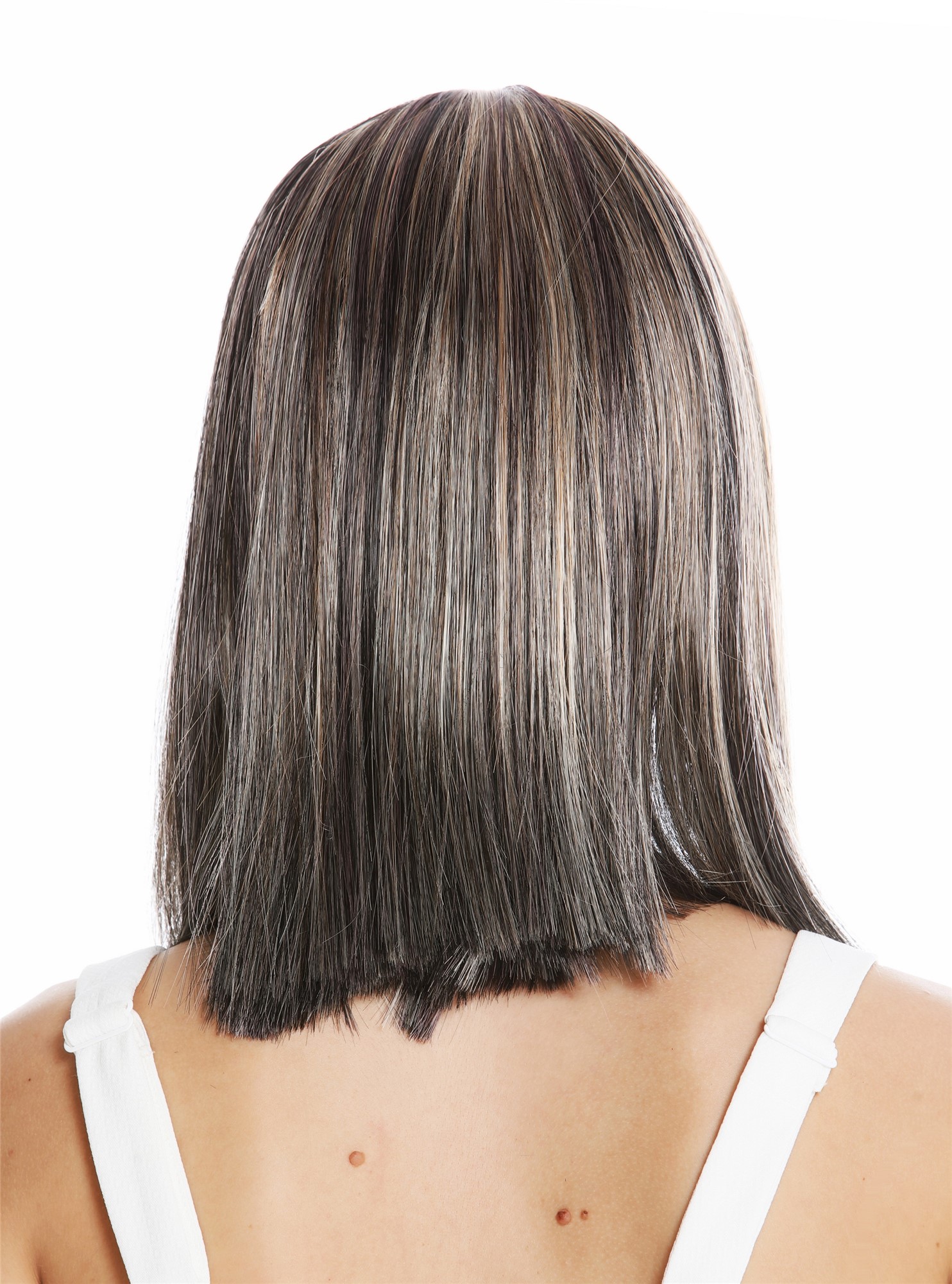 hochwertige Qualitätsperücken, Perücke schulterlang glatt schwarz rosa blond gesträhnt VK-5-1BHT2312-27T613, Ansicht 4, WIG ME UP: Ihr Perücken Online Shop glatte Tressen-Perücke mit Kopfhaut-Imitat Blond-Schwarz-Rosa-Mix schulterlange Haare für Damen