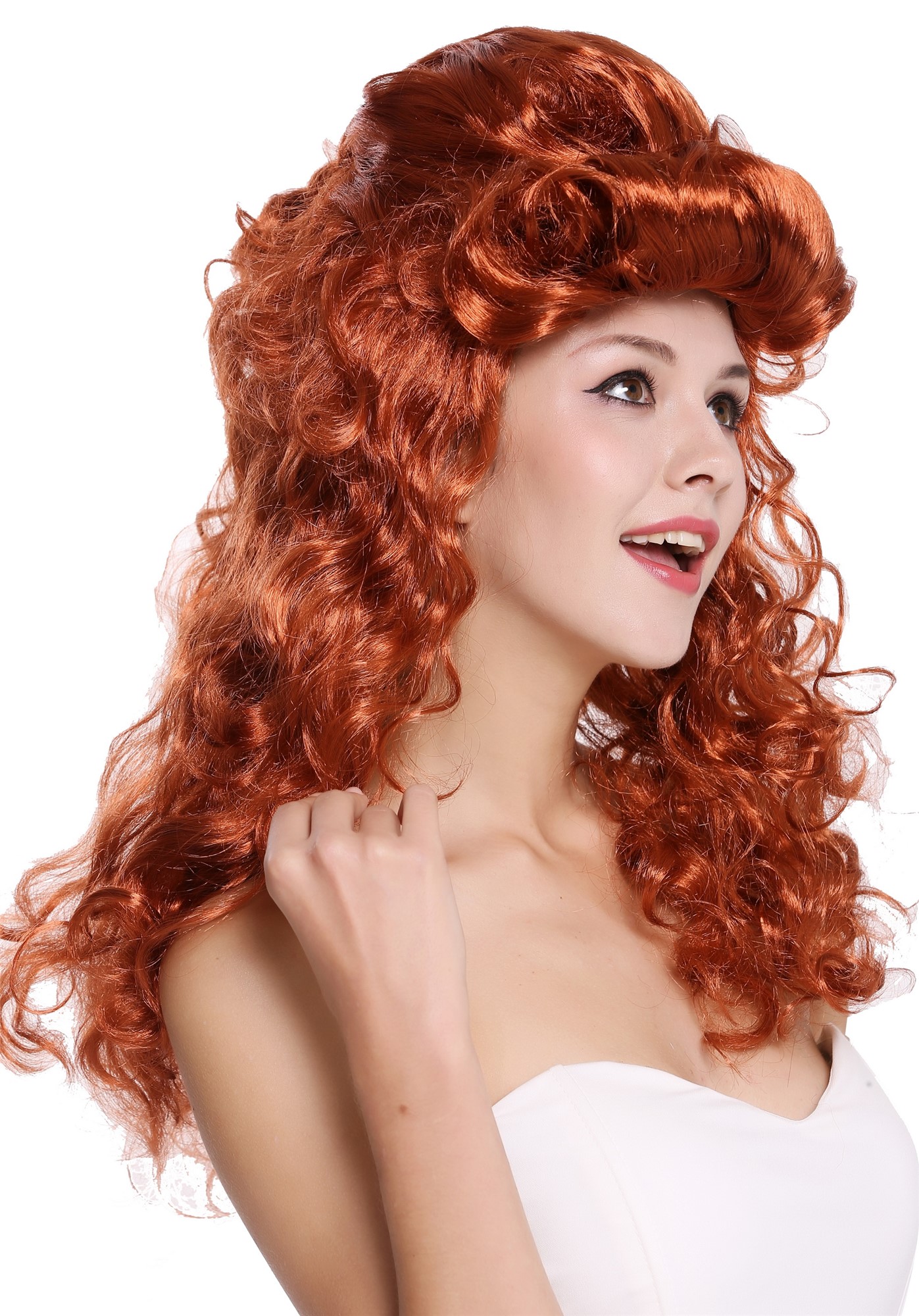 Wig Ladies Women Cosplay Baroque Renaissance Beehive bun long curls red  90904, view 2, WIG ME UP: Your Perücken Online Shop Party Wig, Ladies, Red, curled, long