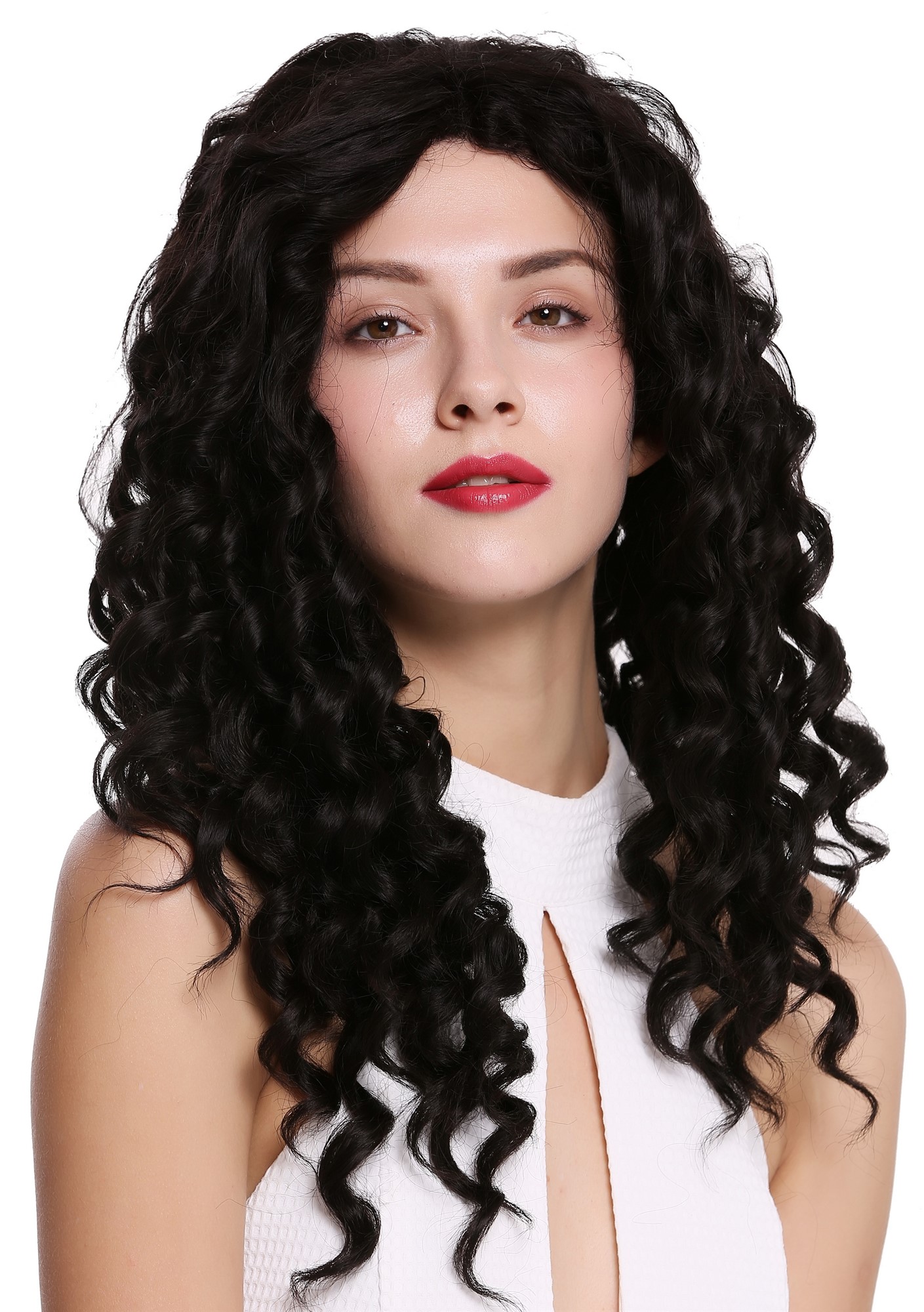 Lady wig lace front very long corkscrew curls ringlets curly black LS-016-LF, view 2, WIG ME UP: Your Perücken Online Shop Quality Wigs, Ladies, Black, curled, long