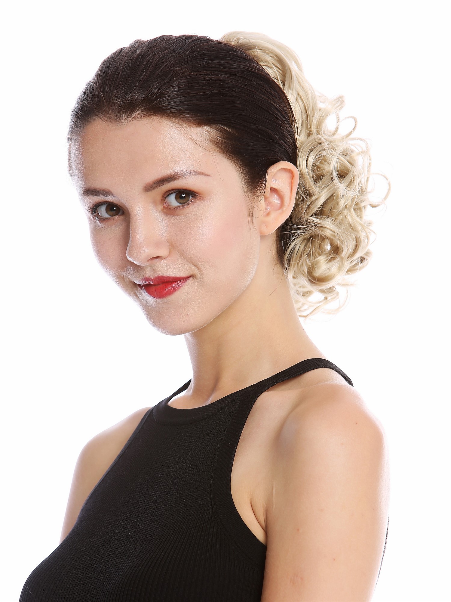 Ponytail Hairpiece Combs & Clamp short voluminous curled champagne blonde MKB-22, view 4, WIG ME UP: Your Perücken Online Shop Ponytails, ash blonde, curled, short