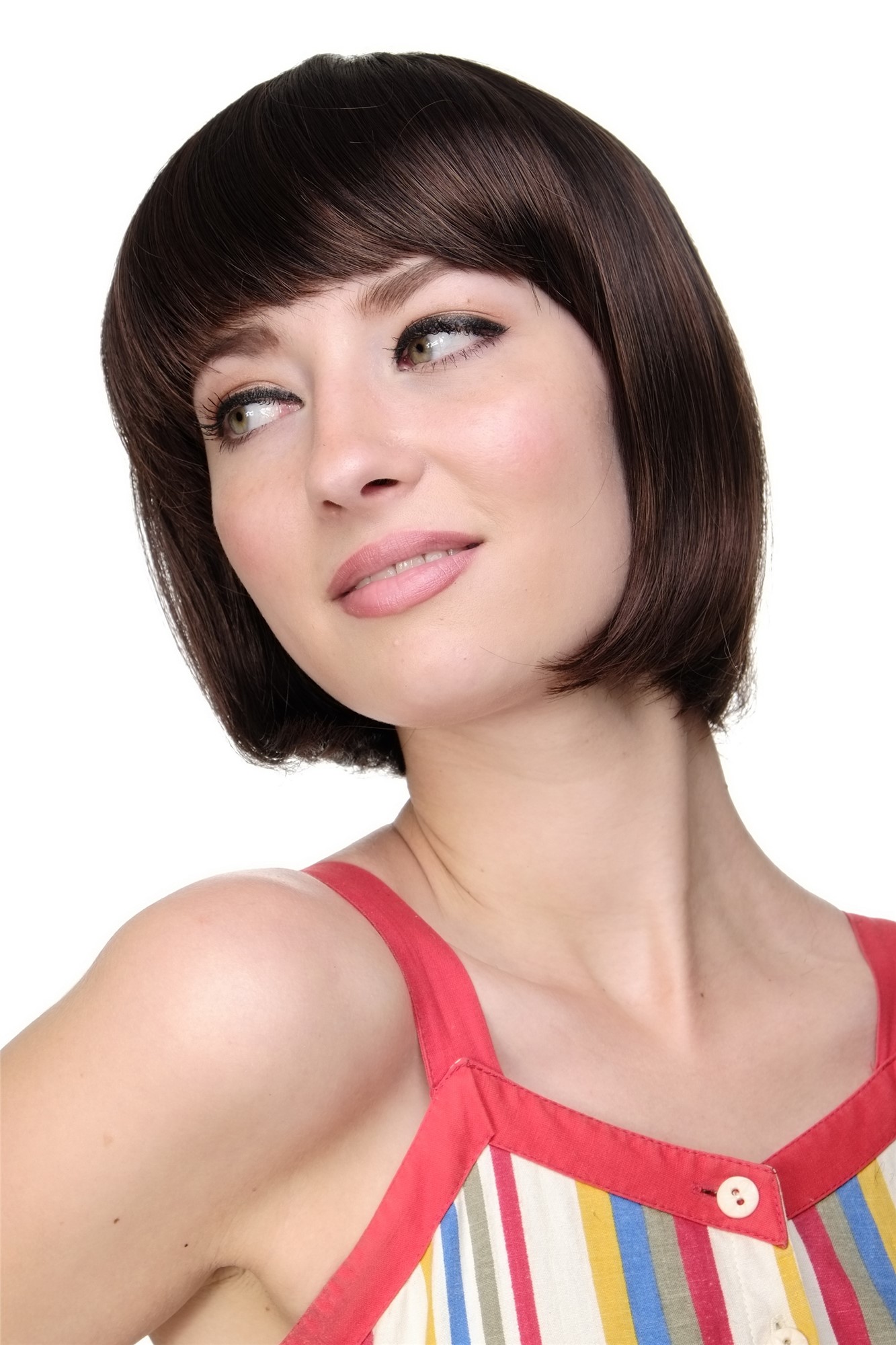 Lady  Wig short Page Bob fringe bangs dark brown & mahogany mix 703-2T33, front view, WIG ME UP: Your Perücken Online Shop Quality Wigs, Ladies, black-mahogany brown, straight, short