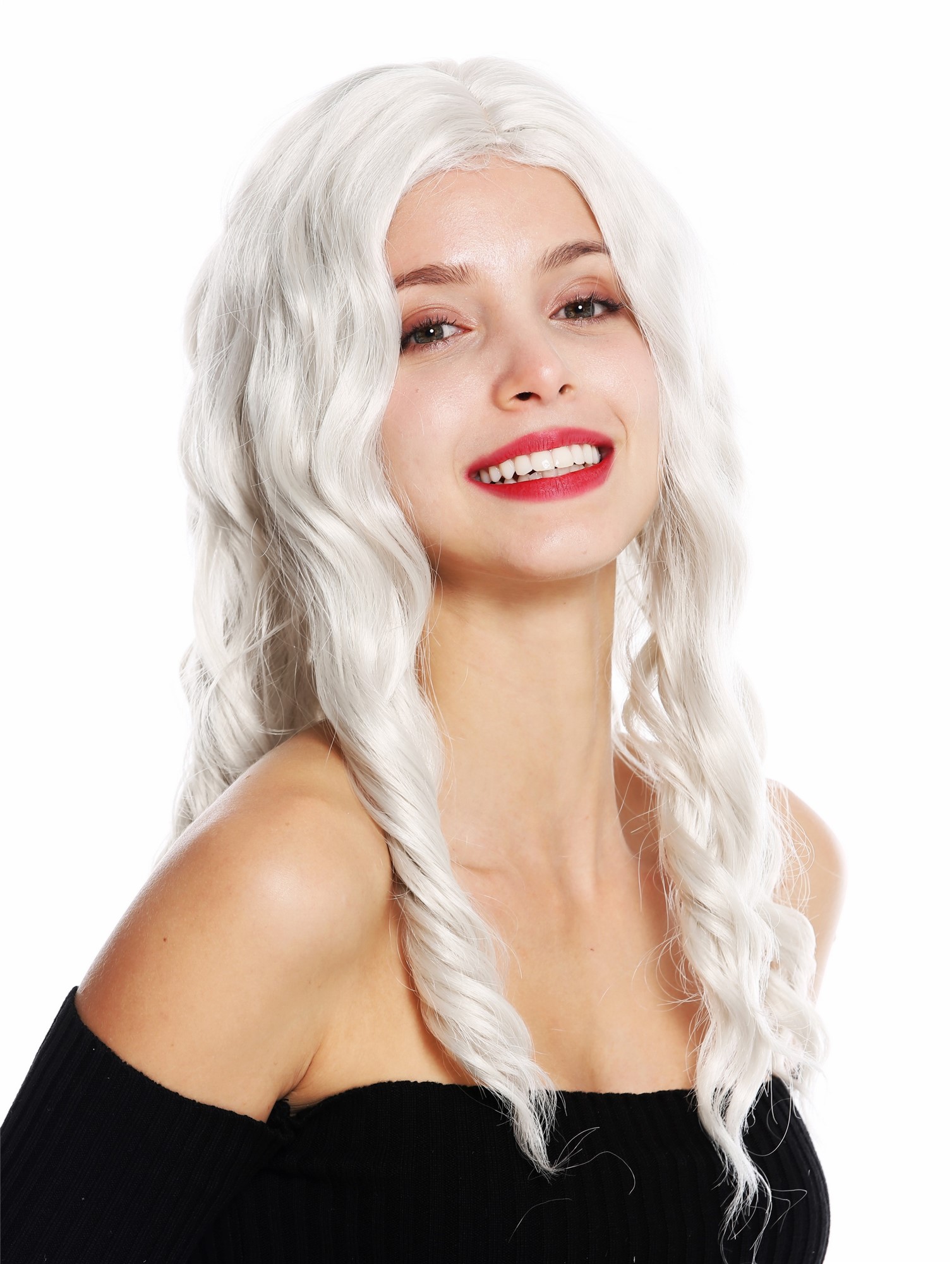 Women's wig long wavy middle parting waves slight curls white-ish blond VK-9, view 2, WIG ME UP: Your Perücken Online Shop Quality Wigs, Ladies, Swedish blonde, straight, long