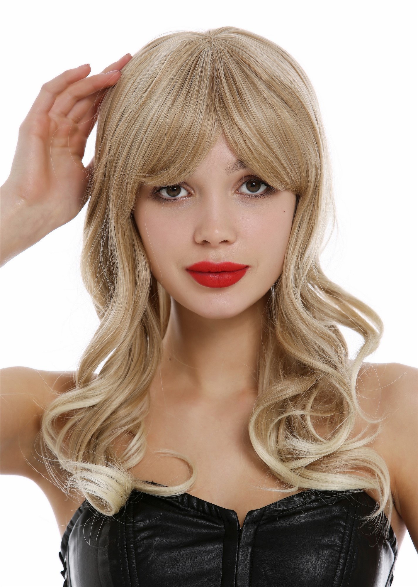 hochwertige Qualitätsperücken, Perücke lang gewellt gelockt Blond Mix MOR-24BT613, Ansicht 2, WIG ME UP: Ihr Perücken Online Shop lockige Tressen-Perücke mit Kopfhaut-Imitat Blond-Mix lange Haare für Damen