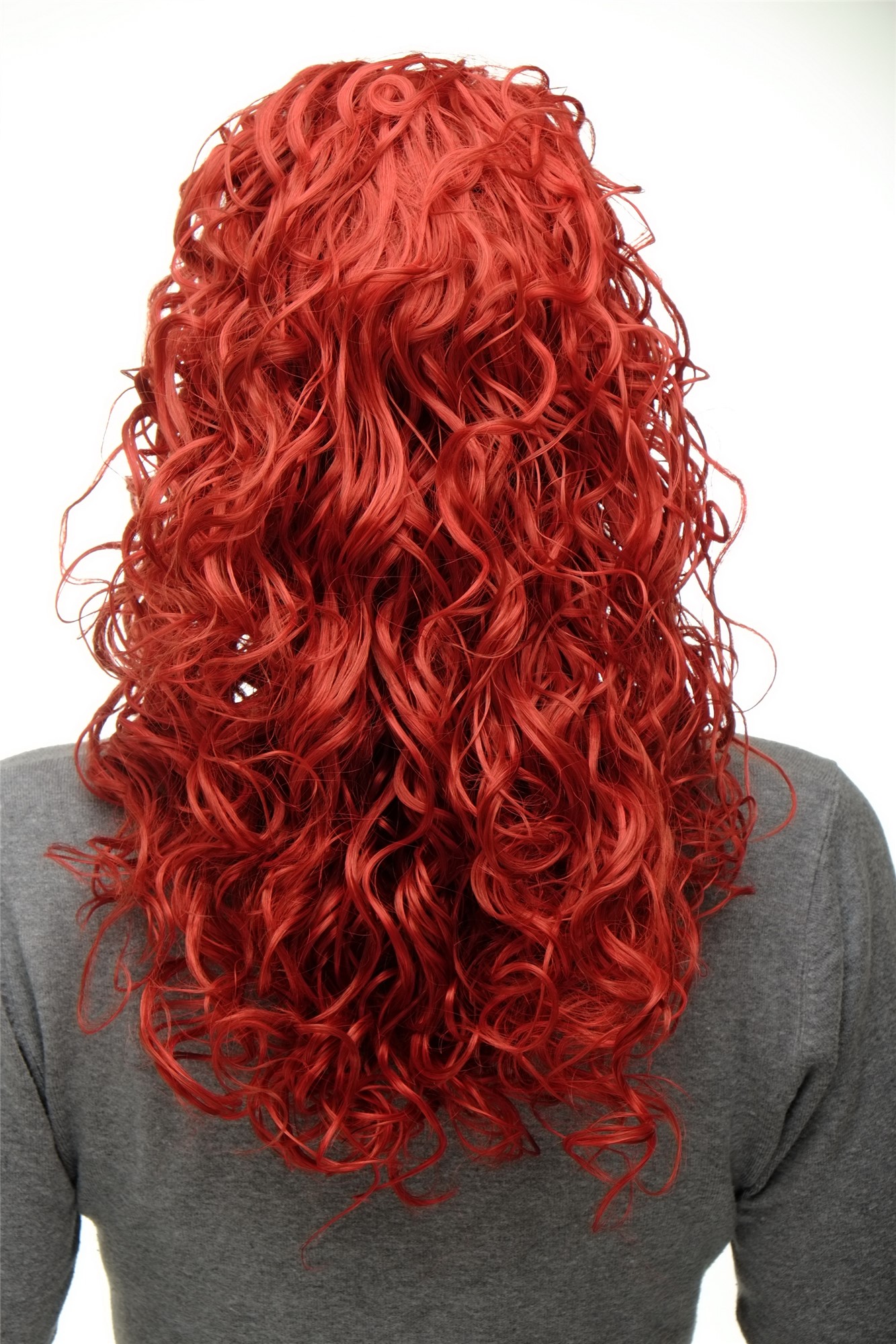 Hairpiece Ponytail with 2 combs/clips & elastic draw string long full curls voluminous bright red, view 4, WIG ME UP: Your Perücken Online Shop Ponytails, red mix, curled, shoulder-length