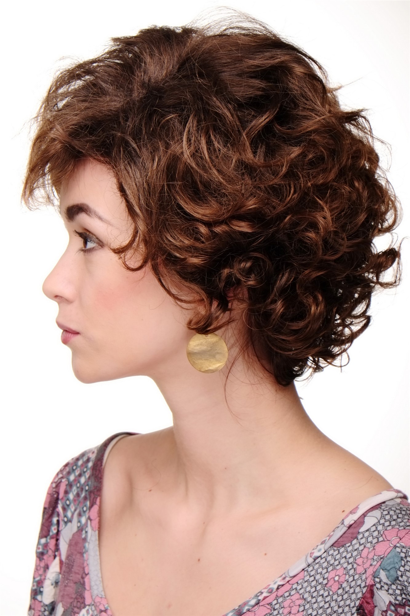 hochwertige Qualitätsperücken, Damenperücke kurz Locken Braun Modell: TYW60582, Ansicht 5, WIG ME UP: Ihr Perücken Online Shop lockige Tressen-Perücke Braun-Mix kurze Haare für Damen