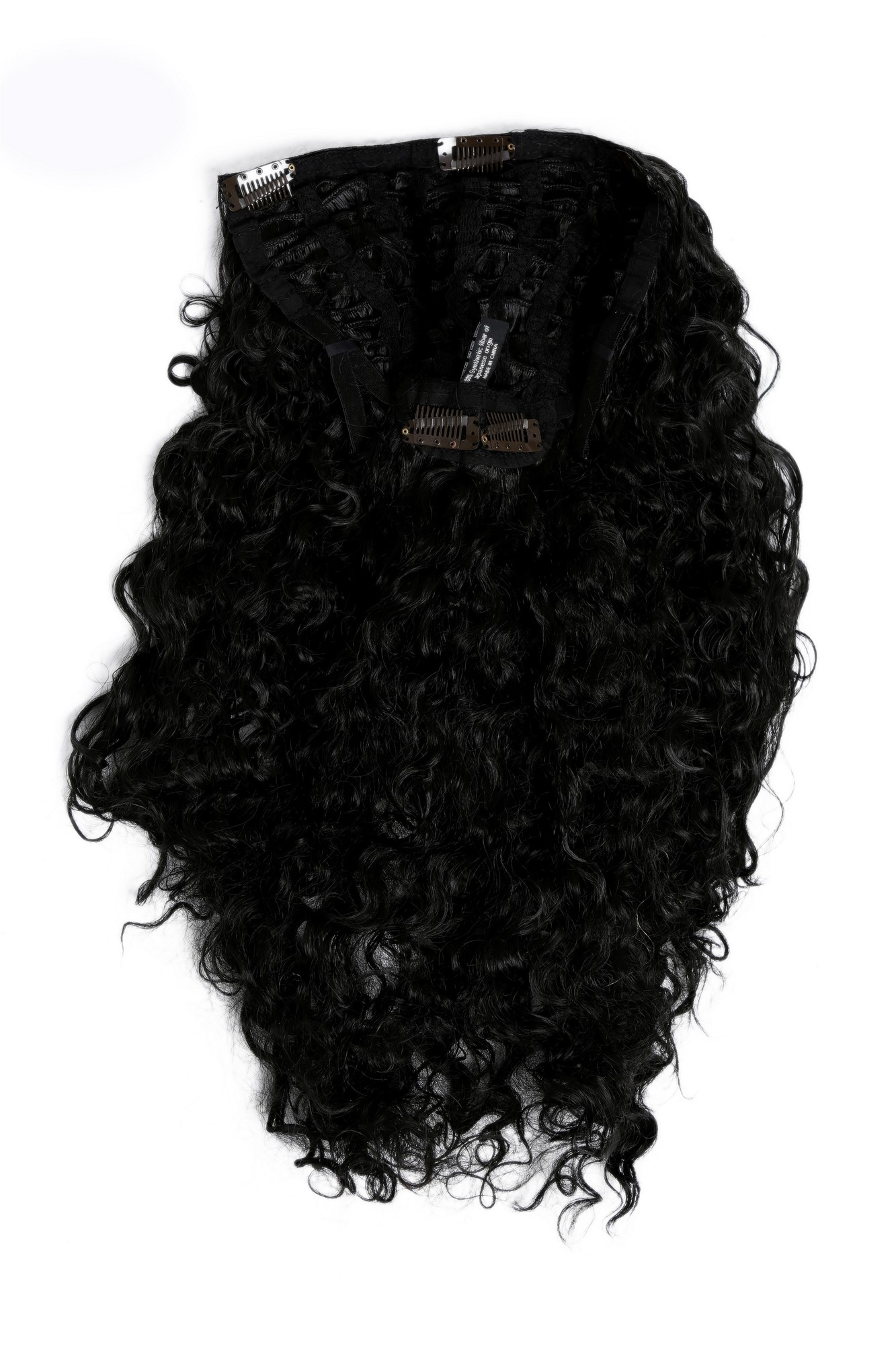 Halfwig, velvet black, curled, long