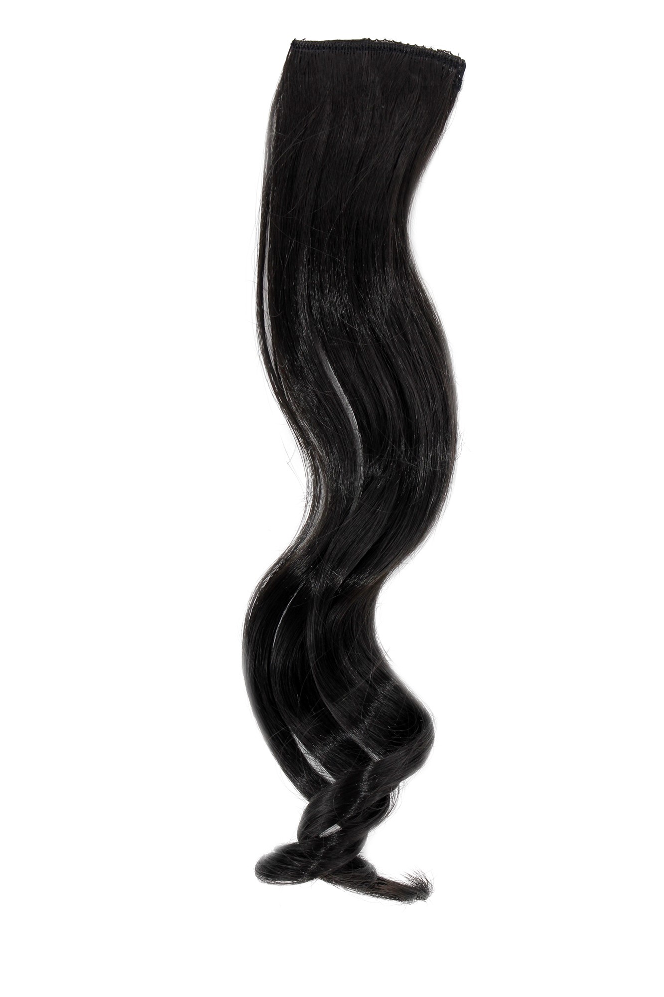 2 Clips Extension Strähne wellig 45 cm Schwarz YZF-P2C18-2, Vorderansicht, WIG ME UP: Ihr Perücken Online Shop wellige Extensions Schwarzbraun 45 cm lang
