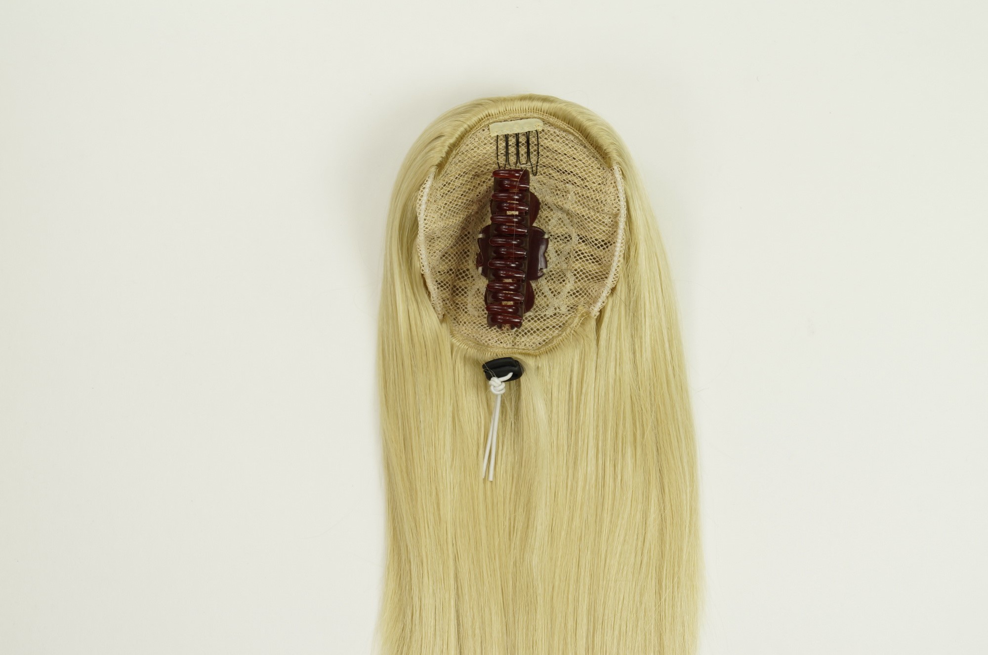 hochwertiges Haarteil voluminös glatt Butterfly-Clip + Gummizug Gold-Lichblond WK06-202, Ansicht 3, WIG ME UP: Ihr Perücken Online Shop glattes Zopf-Haarteil Gold-Lichblond 60 cm lang