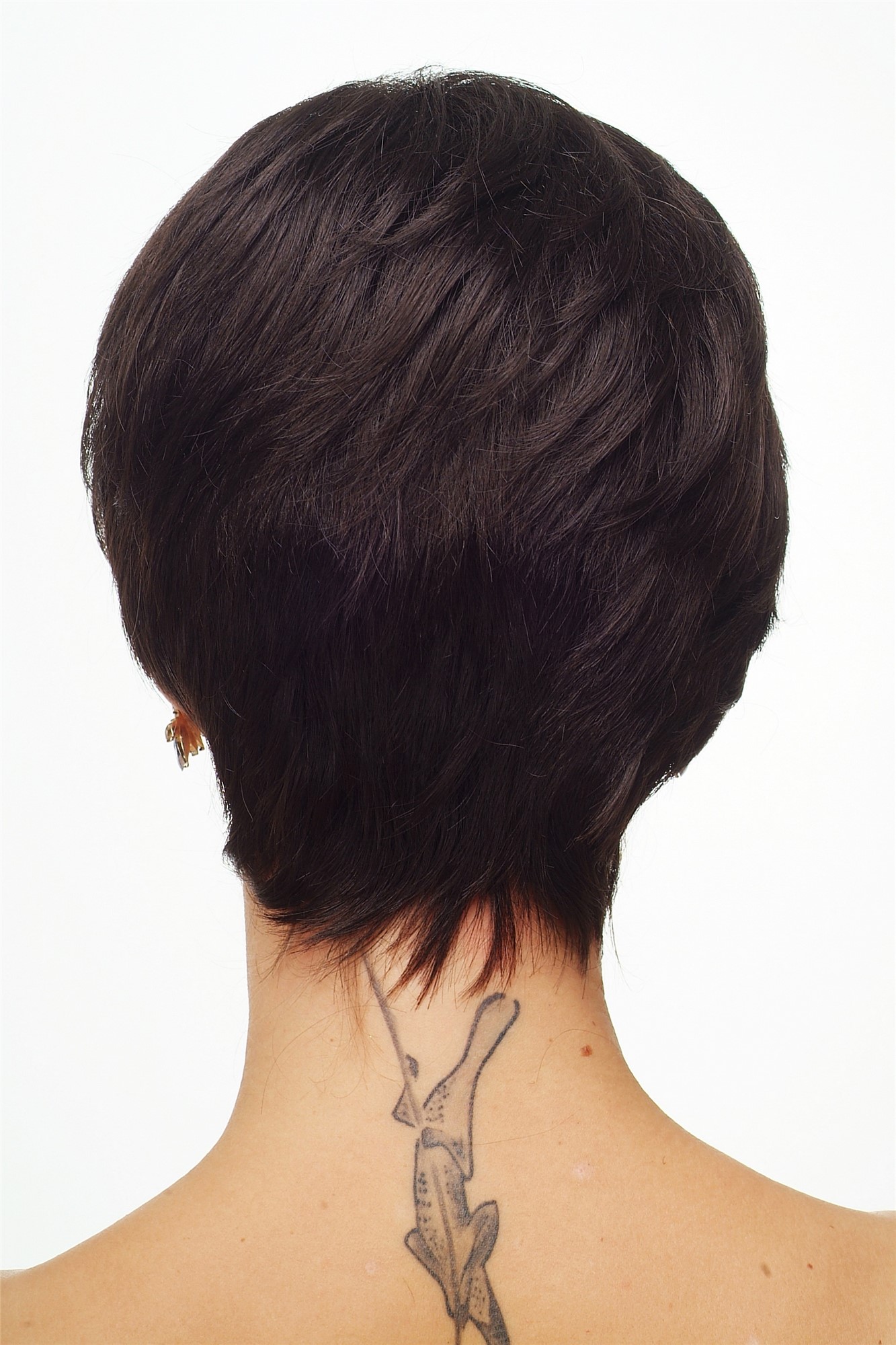 hochwertige Qualitätsperücken, Damenperücke kurz Scheitel Dunkelbraun Modell: KIT, Ansicht 4, WIG ME UP: Ihr Perücken Online Shop glatte Tressen-Perücke Braun kurze Haare für Damen