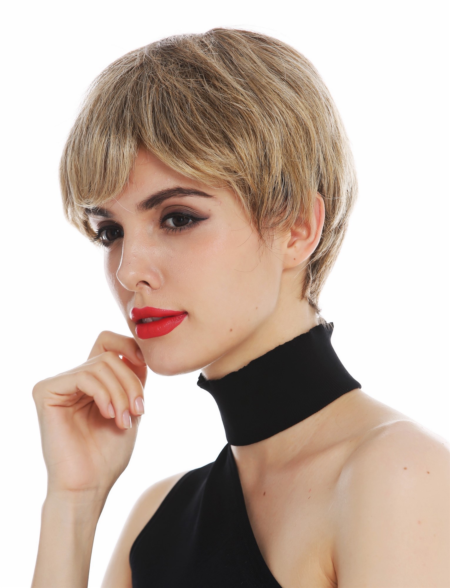 Women's wig short pixie cut sleek brown copper blonde highlights  C-SM, view 3, WIG ME UP: Your Perücken Online Shop Quality Wigs, Unisex, brown-blonde mix, straight, short