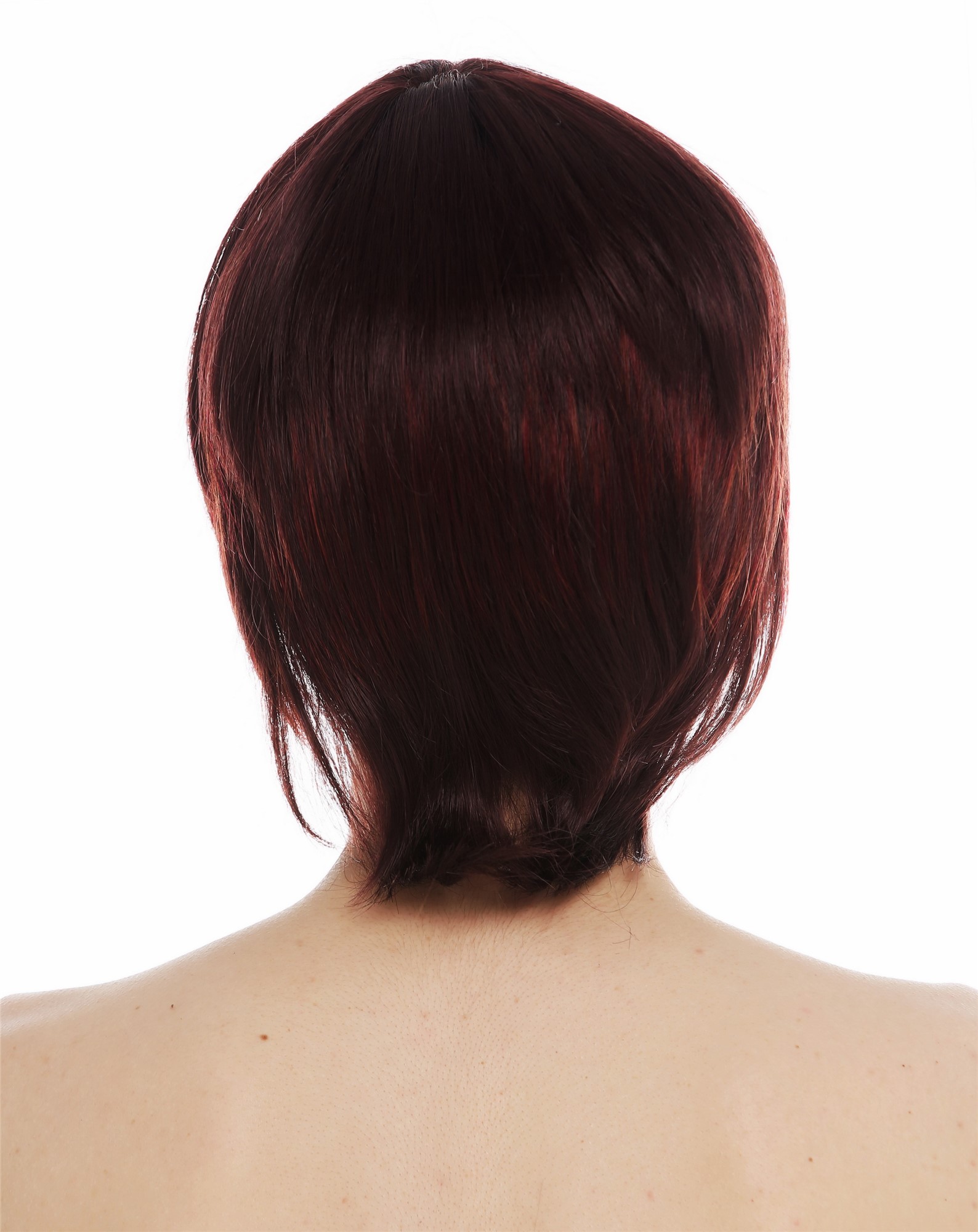 glatte Tressen-Perücke mit Teil-Mono Scheitel Rot-Braun-Mix kurze Haare für Damen