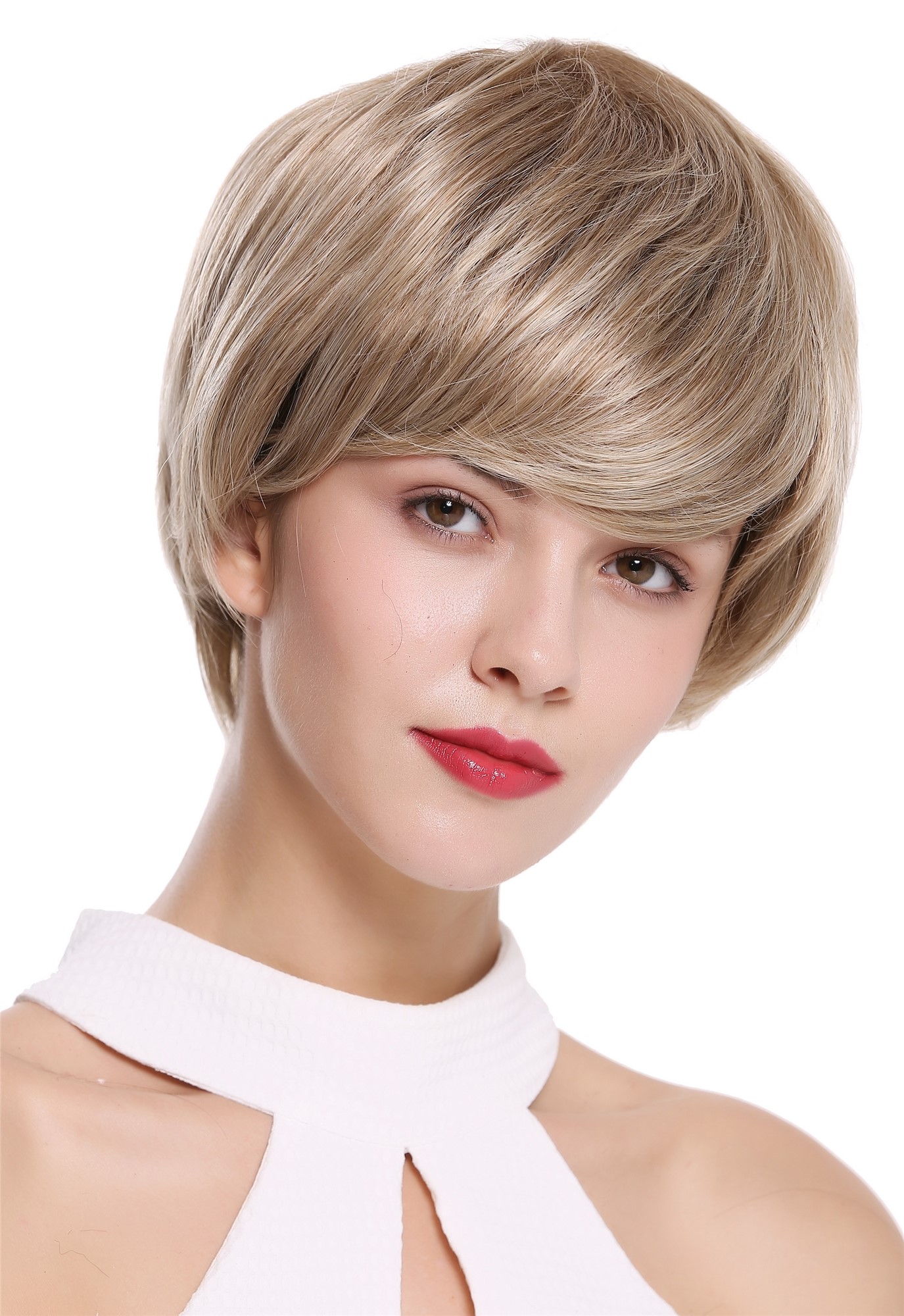 Quality Wigs, Ladies, golden brown-light ash blonde mix, straight, short