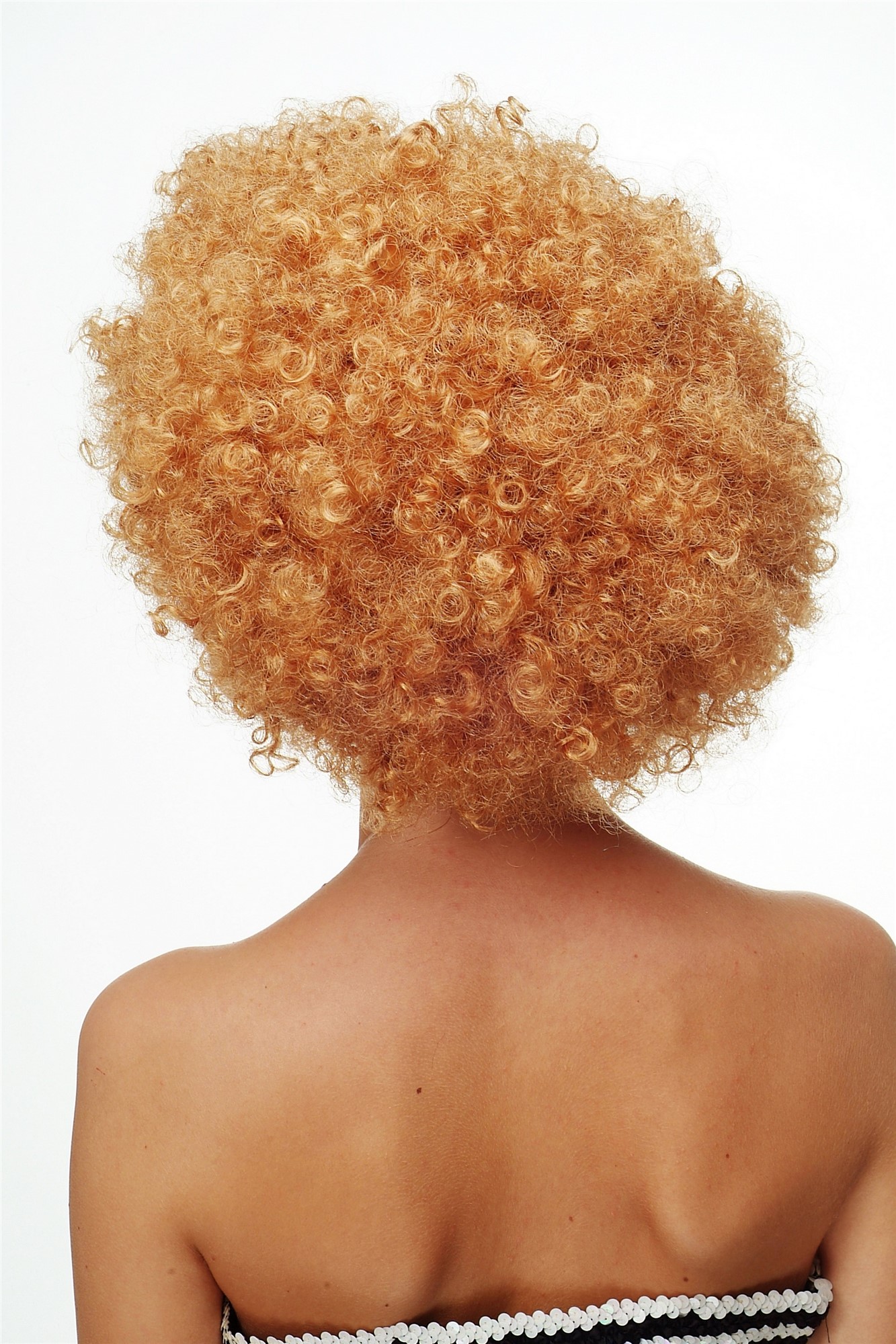 günstige Party Perücke, Afro Perücke 70er Jahre Party Goldblond Blond Disco PW0011-P27, Ansicht 5, WIG ME UP: Ihr Perücken Online Shop lockige Party Perücke Goldblond kurze Haare Unisex