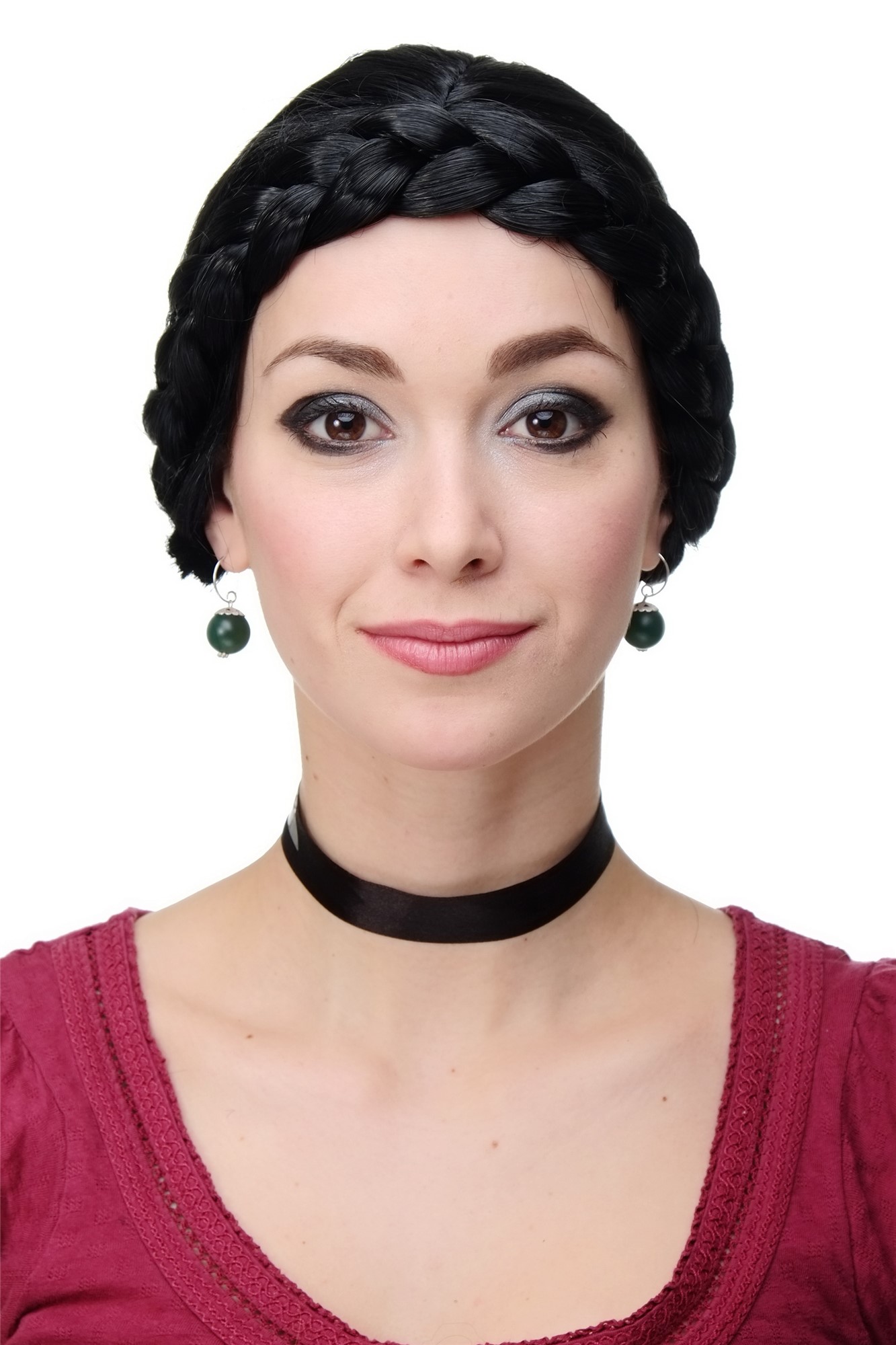 Party/Fancy Dress Wig Women Lady thick braid BLACK traditional German Ukrainian Russian Princess, view 2, WIG ME UP: Your Perücken Online Shop Party Wig, Ladies, Black, Braided, short