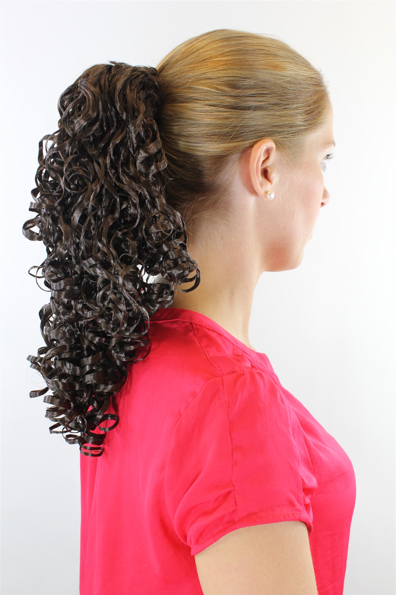 3168-6 Ponytail Hairpiece extension medium length enormous volume curled curls brown claw clamp 14", view 3, WIG ME UP: Your Perücken Online Shop Ponytails, Brown, curled, shoulder-length