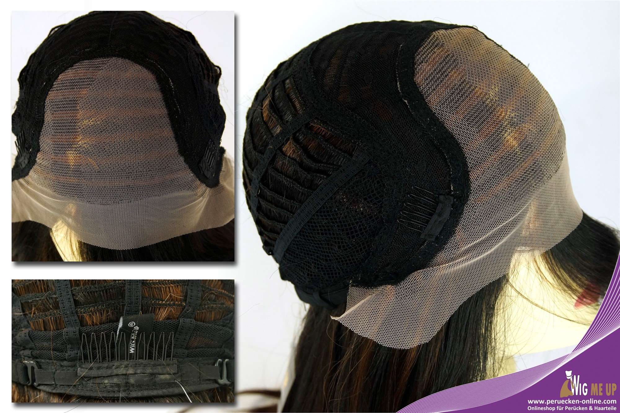 hochwertige Qualitätsperücken, Perücke Lace-Front Monofilament lang sleek glatt schwarzbraun kupferbraun gesträhnt DW2768-MF-2H30, Ansicht 9, WIG ME UP: Ihr Perücken Online Shop glatte Tressen-Perücke mit Teil-Mono Oberkopf, Front-Lace Schwarz-Braun-Mix lange Haare für Damen