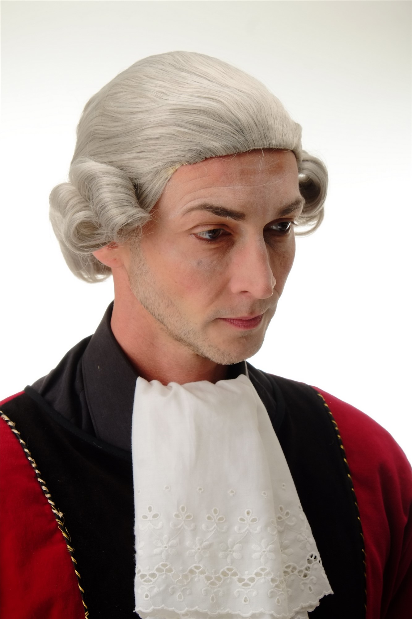 Men Man wig historic baroque lord noble duke king loight silver gray grey F2588, view 5, WIG ME UP: Your Perücken Online Shop Quality Wigs, Men, Grey, wavy, short