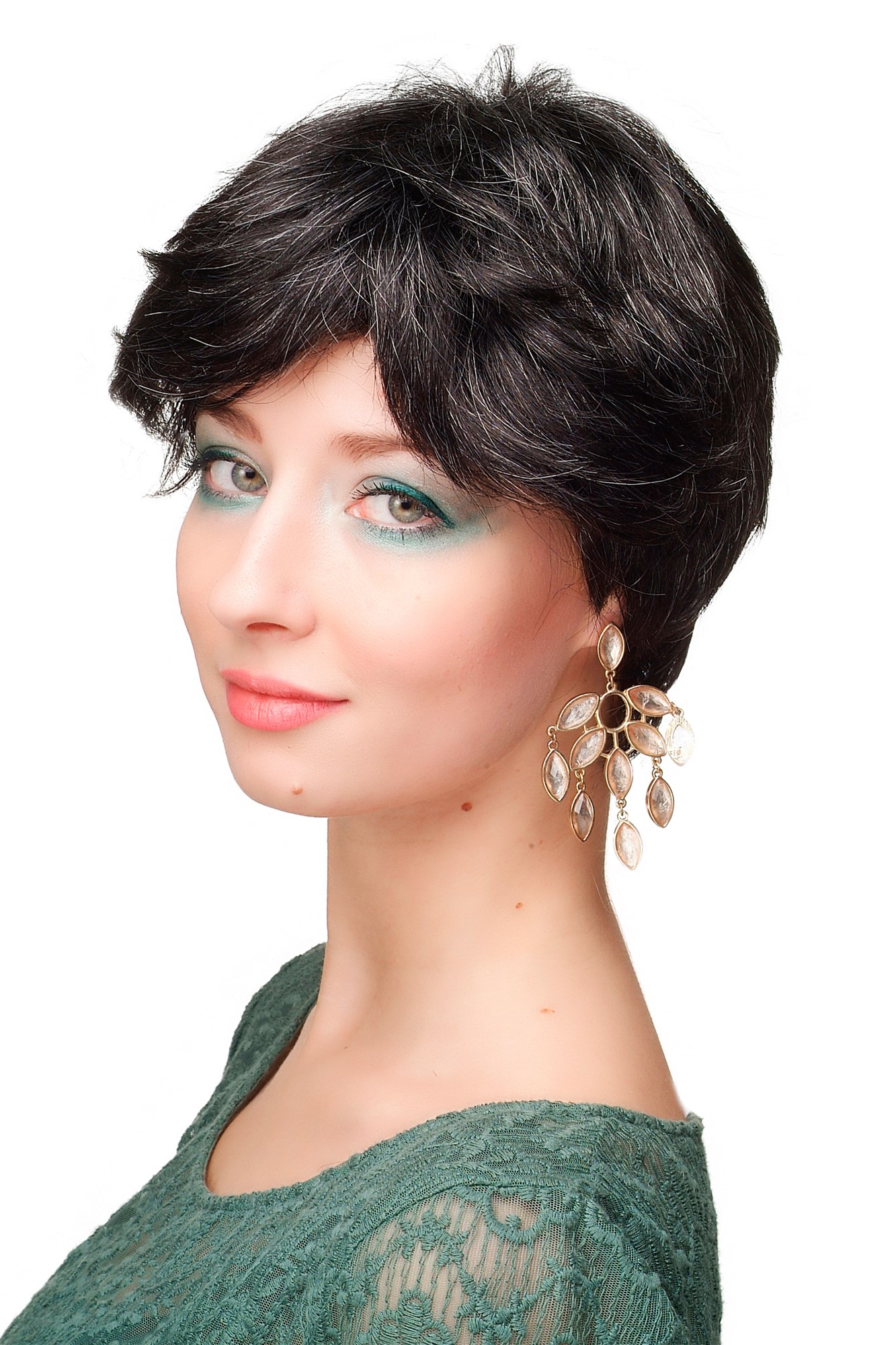 CM-37-280 Lady  Wig classic short distinguished style black mottled grey dark gray, view 2, WIG ME UP: Your Perücken Online Shop Quality Wigs, Ladies, dark gray, wavy, short