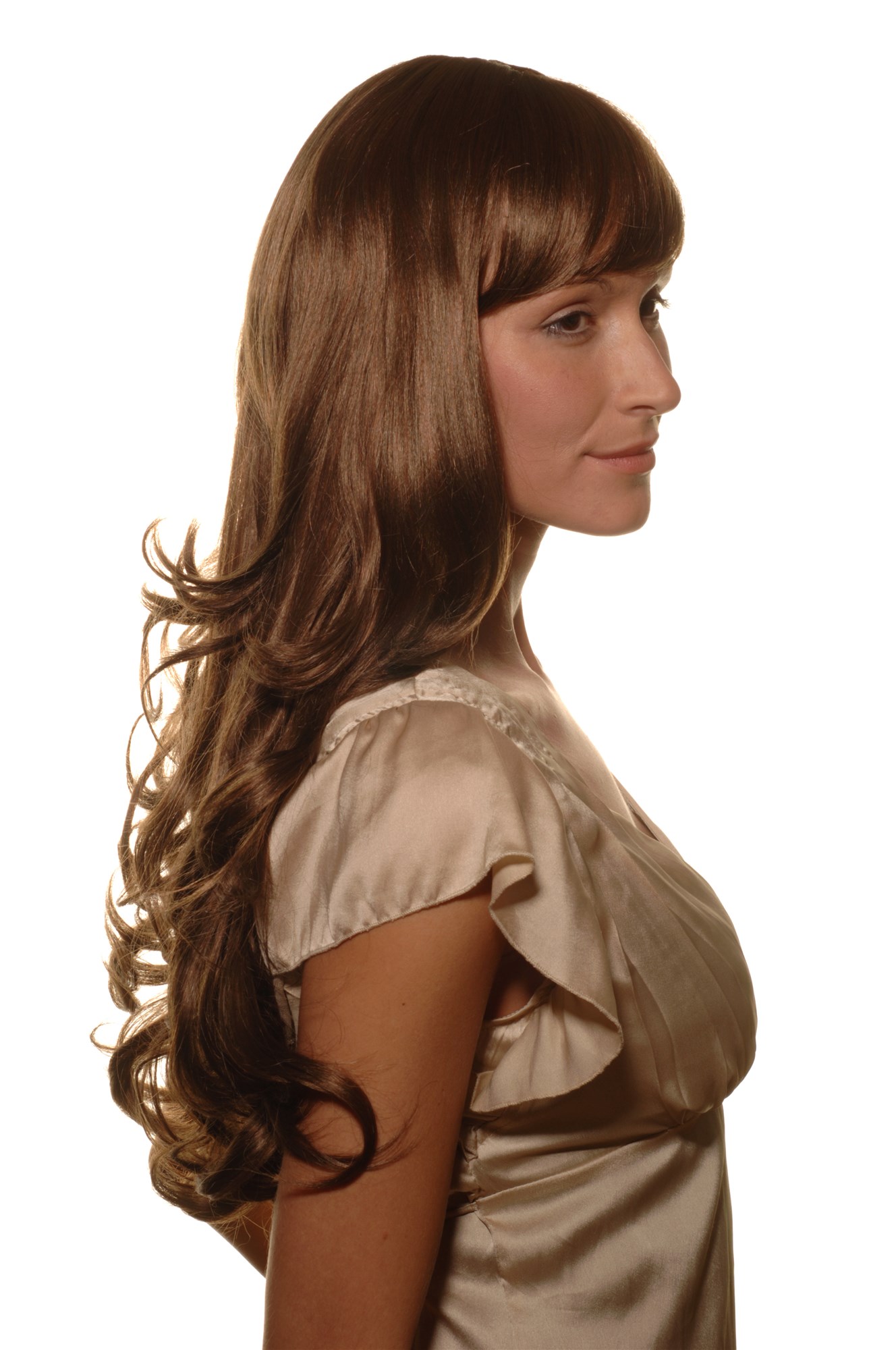 Lady wig very long curling tips straight top fringe bangs brown red mix 285, view 2, WIG ME UP: Your Perücken Online Shop Quality Wigs, Ladies, brown-red mix, curled, long