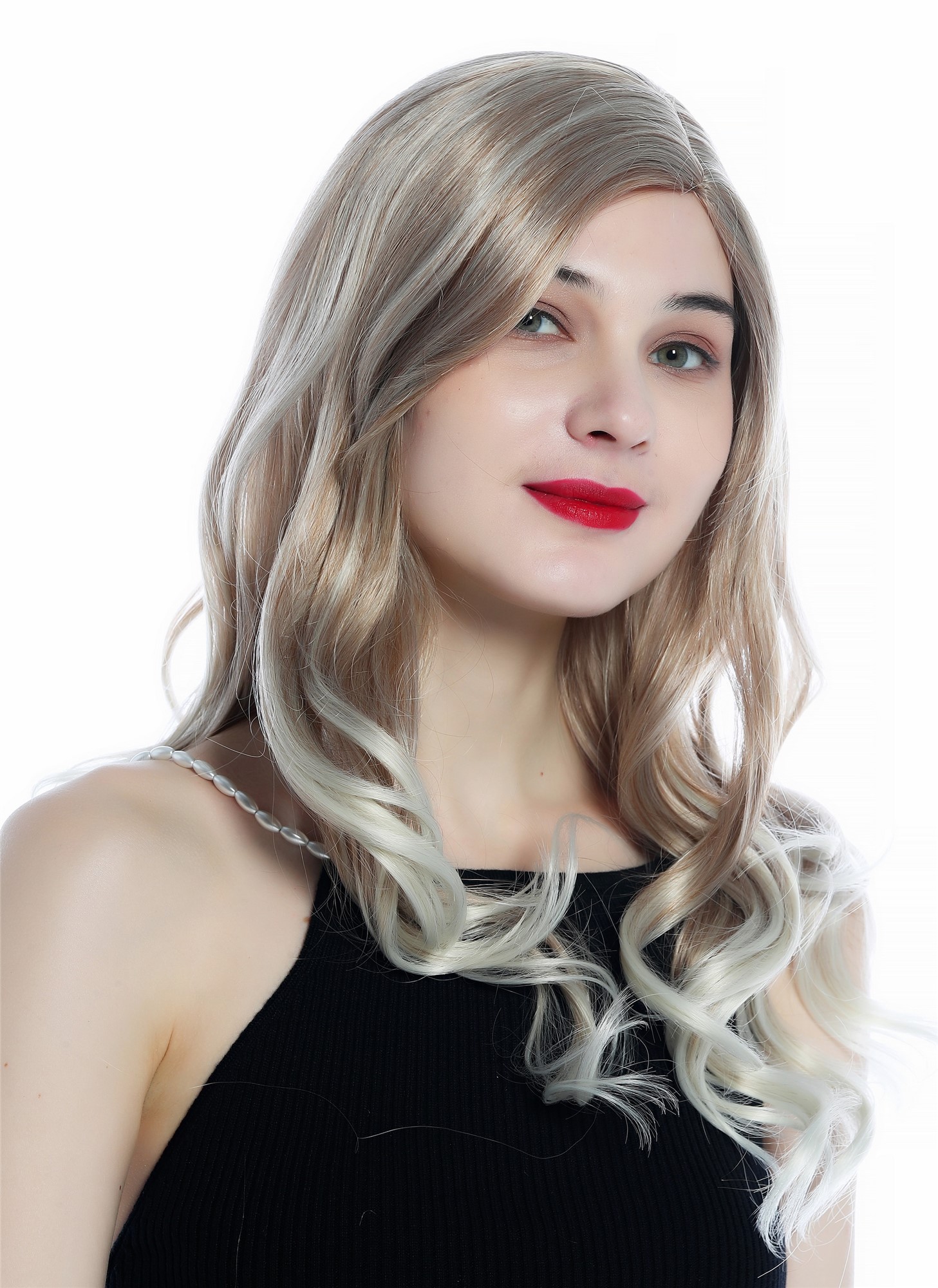 Women's wig lady long wavy parting blond with platinum highlights SZL0582, view 2, WIG ME UP: Your Perücken Online Shop Quality Wigs, Ladies, chocolate blonde with platinum blonde highlights, wavy, long