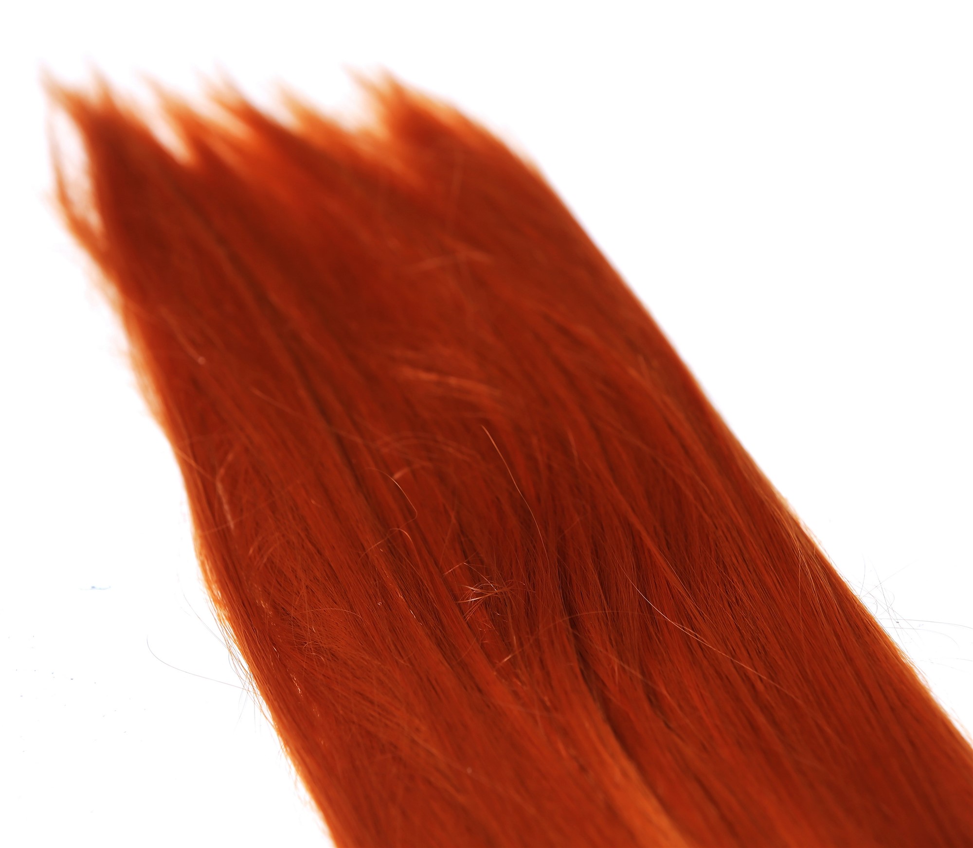 Wefts, orange-red, straight, very long