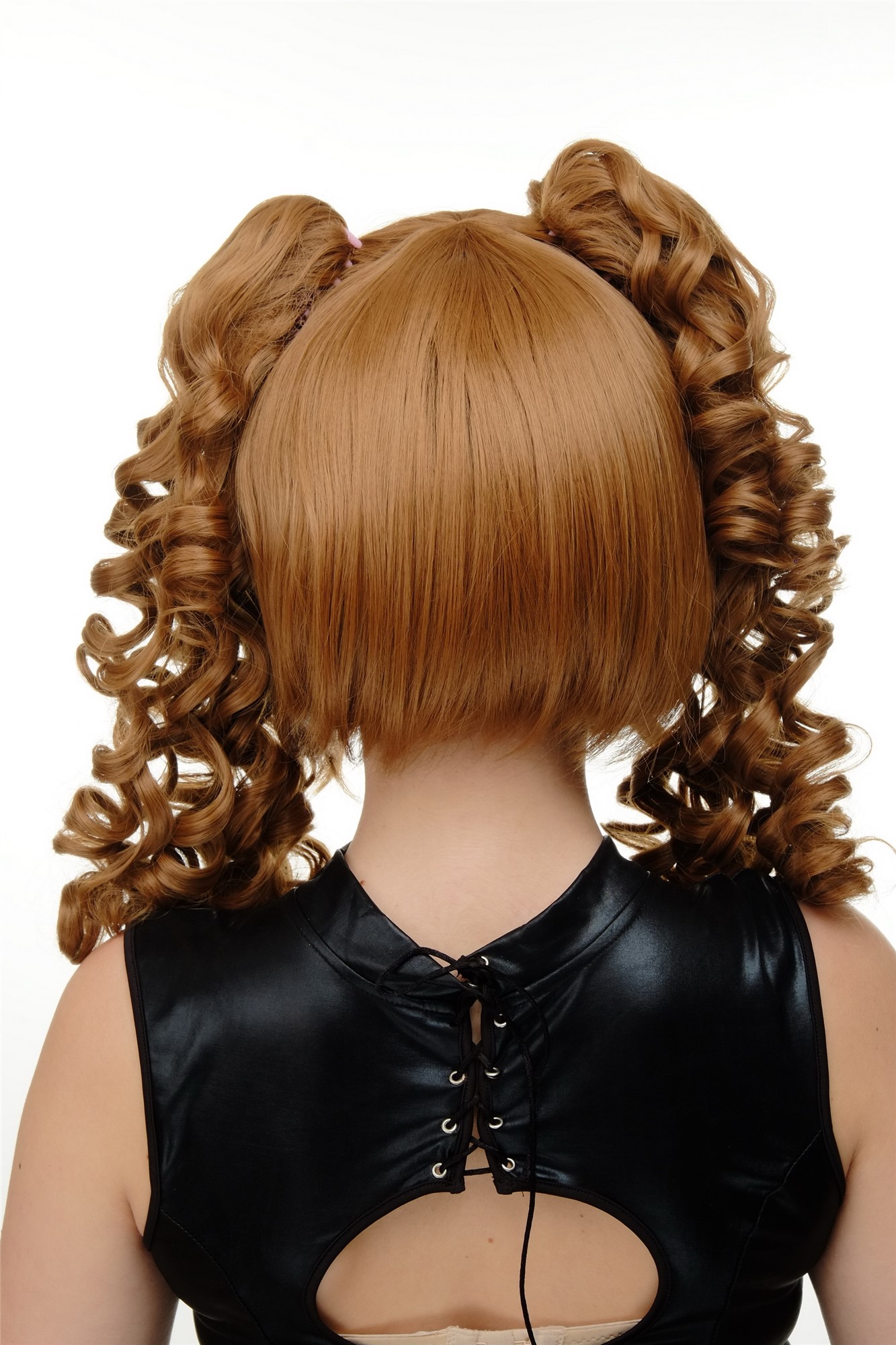 hochwertige Qualitätsperücken, Perücke Cosplay kurz Zöpfe Spirallocken Kupfer-Blond YZF-7080+A-27, Ansicht 4, WIG ME UP: Ihr Perücken Online Shop lockige Tressen-Perücke mit Kopfhaut-Imitat Erdbeerblond schulterlange Haare für Damen