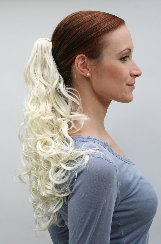 C-128-613 Hairpiece PONYTAIL medium length curls PLATINUM BLOND Butterfly-Claw/Clamp 18", view 2, WIG ME UP: Your Perücken Online Shop Ponytails, platinum blonde, curled, shoulder-length