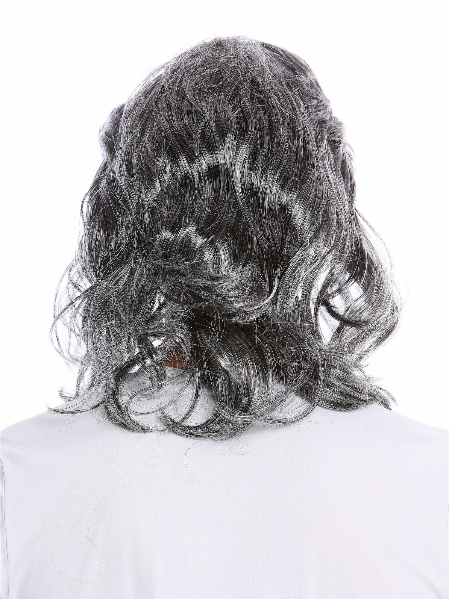 Men's Wig & Mustache Set gray long wild Gaul Viking Celt 70s Pimp Mullet 91098, view 3, WIG ME UP: Your Perücken Online Shop Party Wig, Men, Grey, wavy, shoulder-length