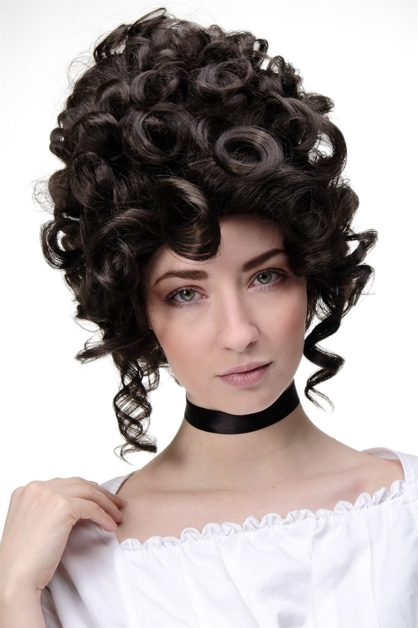 Lady  Wig Theatre Renaissance Baroque Rococo Beehive Marie Antoinette chocolate brown, front view, WIG ME UP: Your Perücken Online Shop Quality Wigs, Ladies, Brown, curled, short