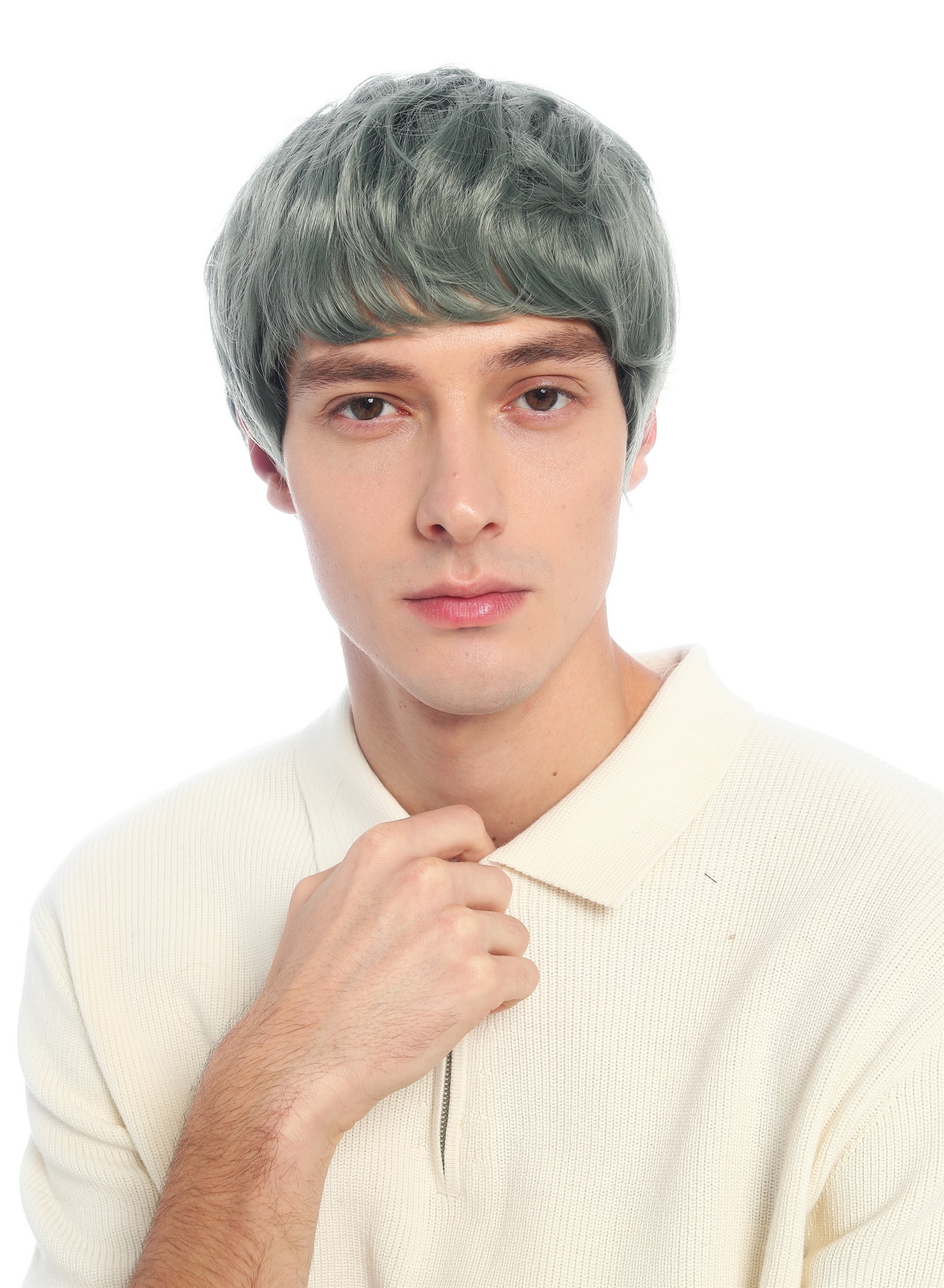 Perücke Damen Herren burschikos androgyn unsisex kurz wild gewellt helles Grün Pixie VK-72-T5904