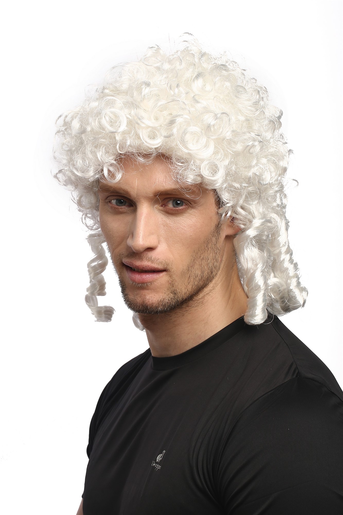 Party Wig, Unisex, White, curled, shoulder-length