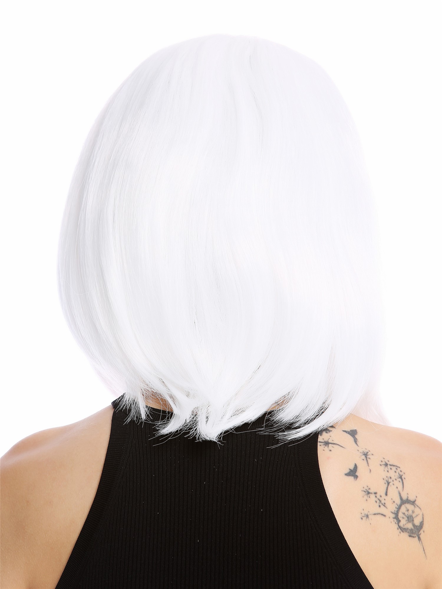 günstige Party Perücke, Perücke Bob-Frisur Longbob Pony glatt weiß 0073-3-P60, Ansicht 4, WIG ME UP: Ihr Perücken Online Shop glatte Party Perücke Weiß schulterlange Haare für Damen