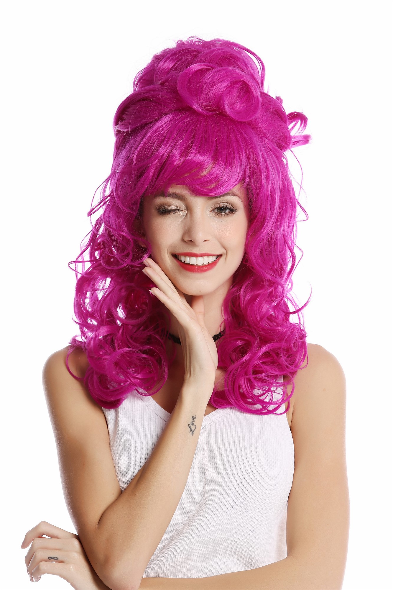 Lady Wig Baroque 60s Beehive Retro Bun curly long light purple violet Pop Singer, view 2, WIG ME UP: Your Perücken Online Shop Quality Wigs, Ladies, Purple, curled, long