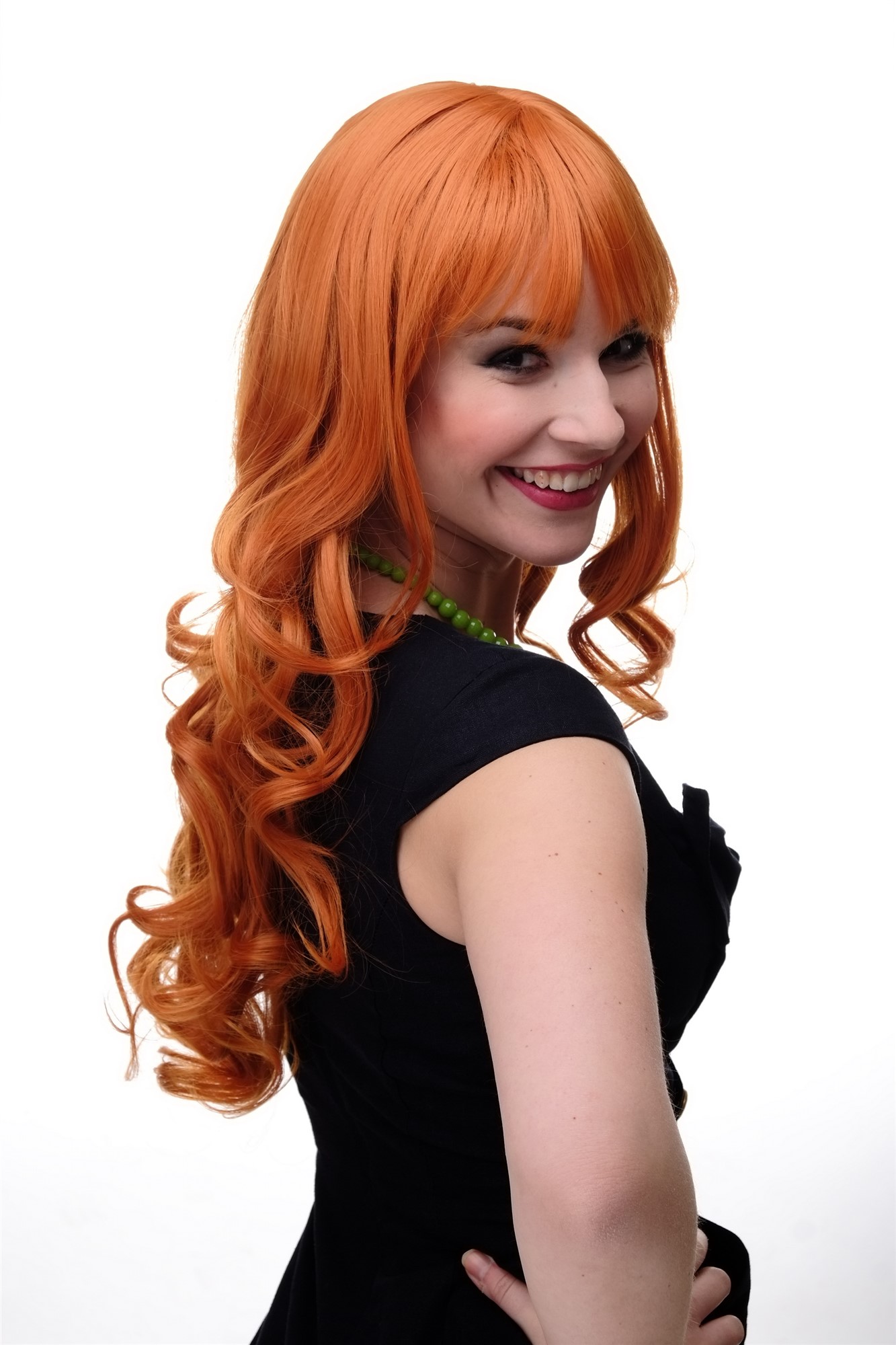 Quality Wigs, Ladies, red/orange, curled, long