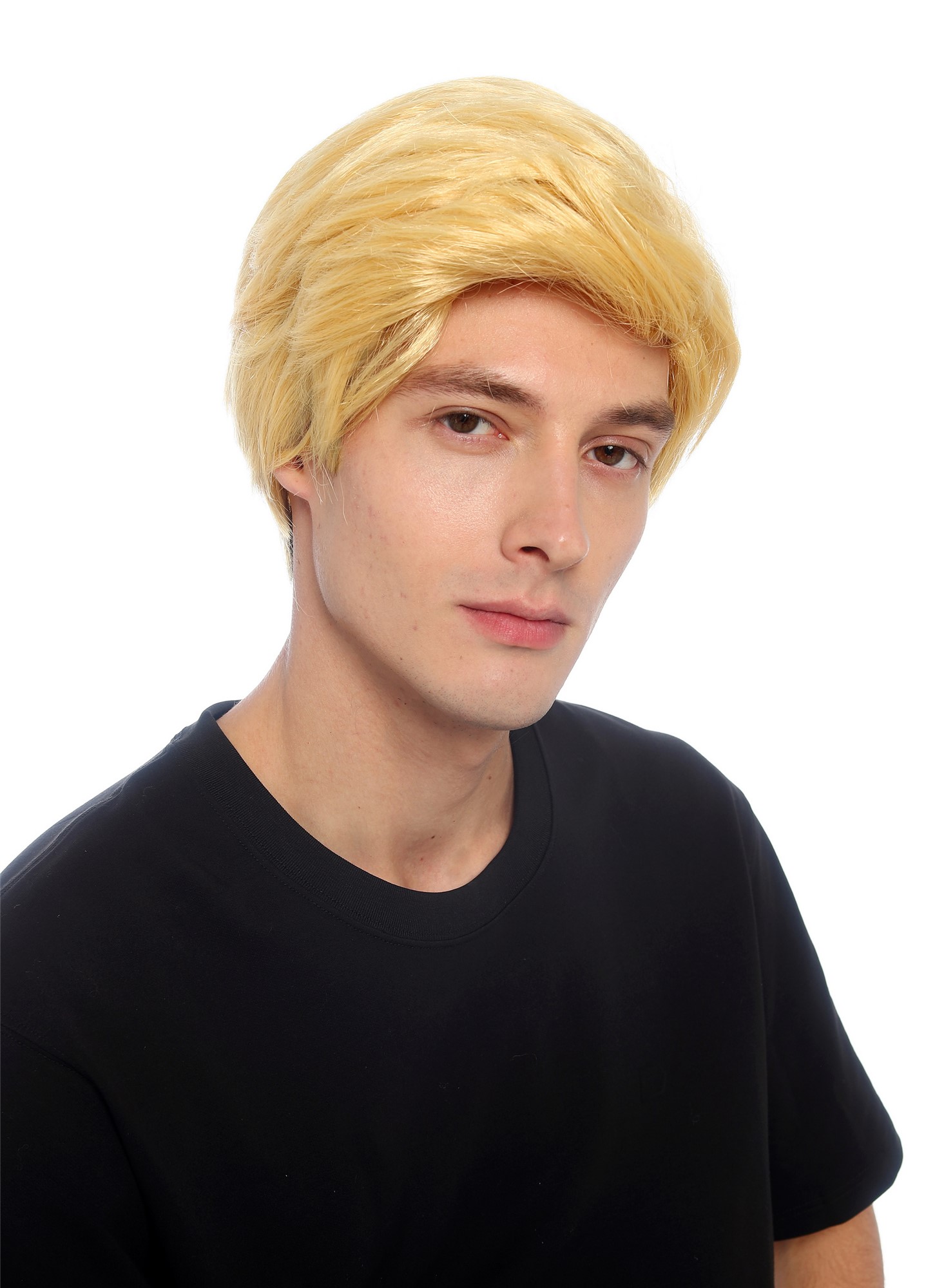 glatte Party-Perücke Goldblond 25 cm lange Perücke für Herren