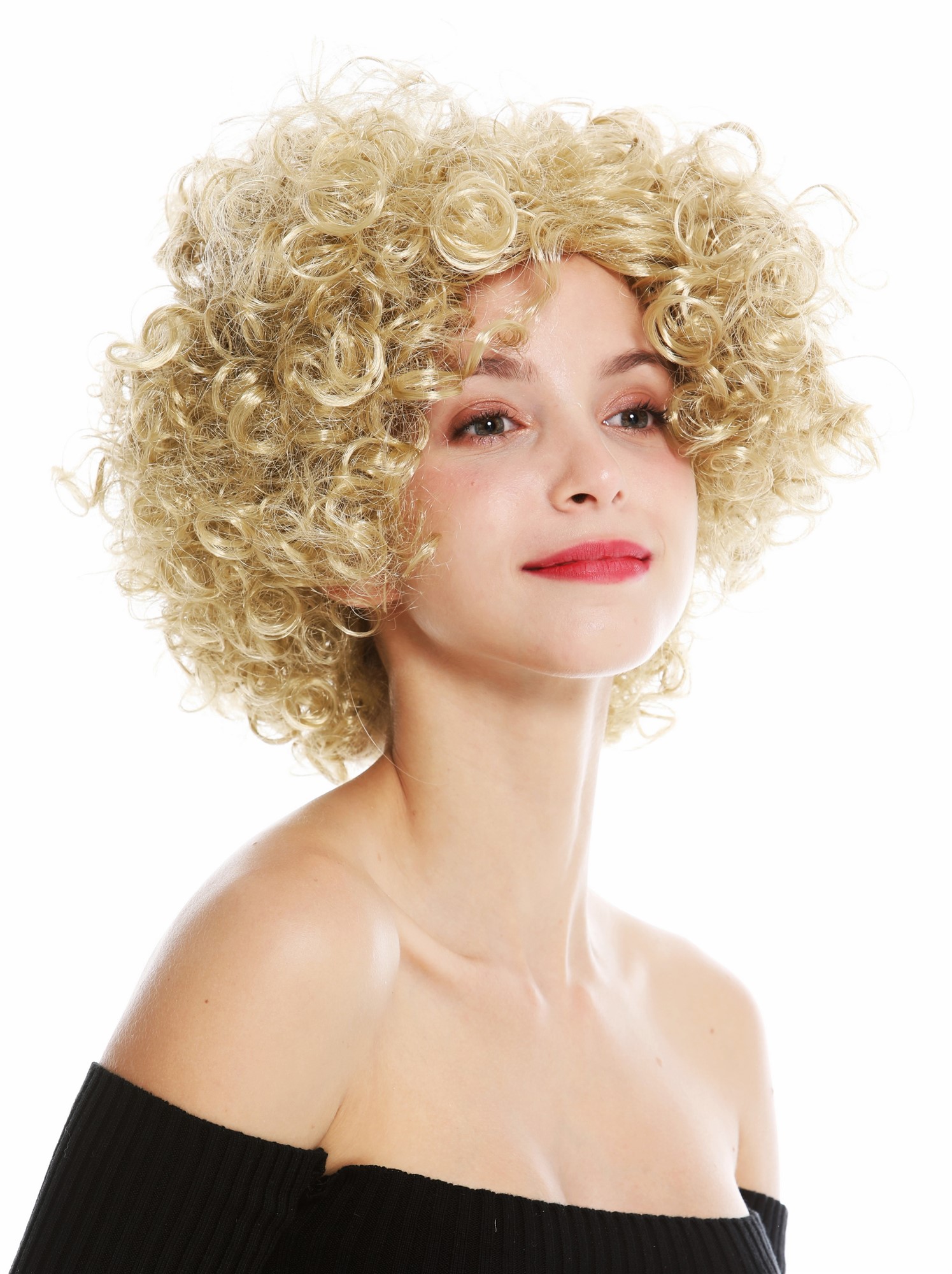 Women's party wig carnival Halloween Diva short curly middle parting blonde 1352, view 2, WIG ME UP: Your Perücken Online Shop Party Wig, Unisex, golden ash blonde, curled, short