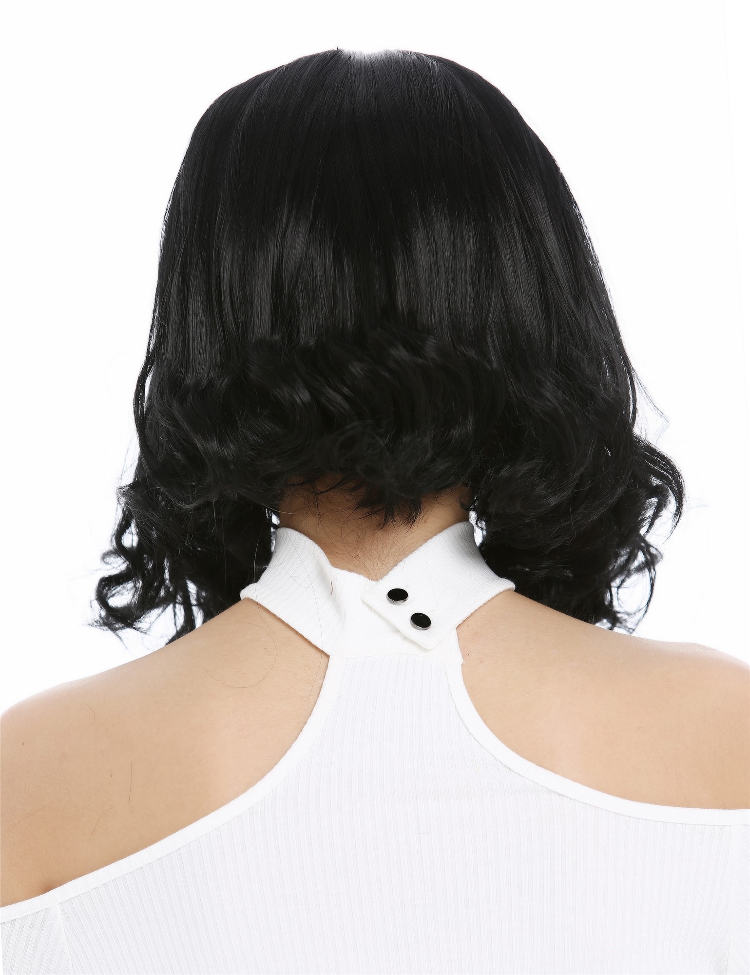 Lady Wig short Bob Longbob straight curled tips middle parting black YZF-4369, view 4, WIG ME UP: Your Perücken Online Shop Quality Wigs, Ladies, Black, curled, short