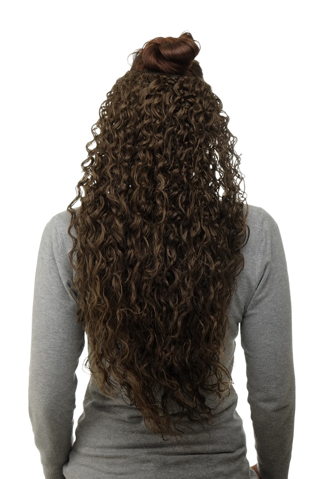 Haarteil Halbperücke 7 Clips Locken Mittel-Aschbraun H9311-8, Vorderansicht, WIG ME UP: Ihr Perücken Online Shop lockige Halbperücke Mittel-Aschbraun 70 cm lang