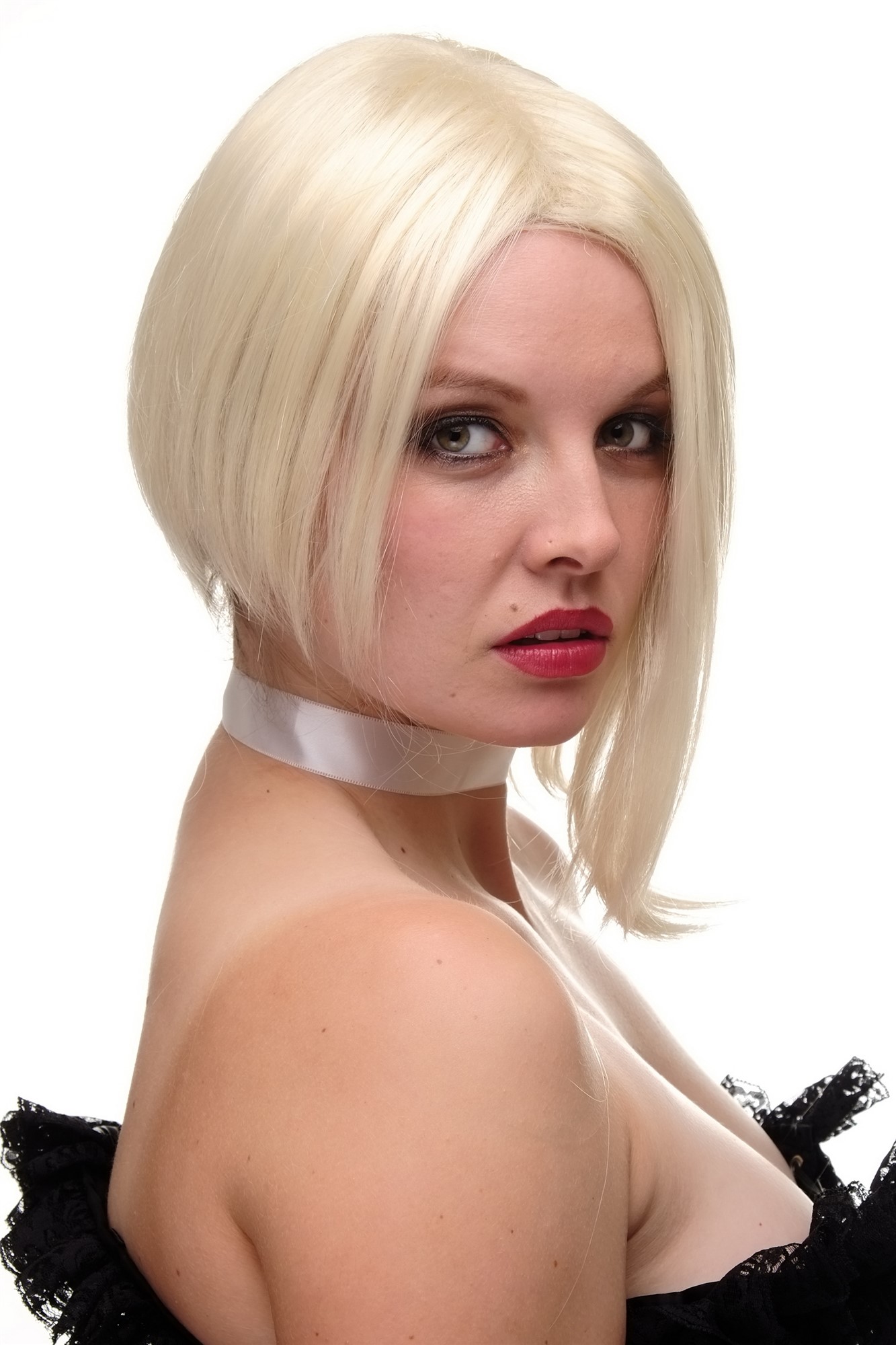 Stunning & Sexy Lady  Wig wild asymmetrical style one long side middle parting longbob blond, view 2, WIG ME UP: Your Perücken Online Shop Quality Wigs, Ladies, platinum blonde, straight, shoulder-length