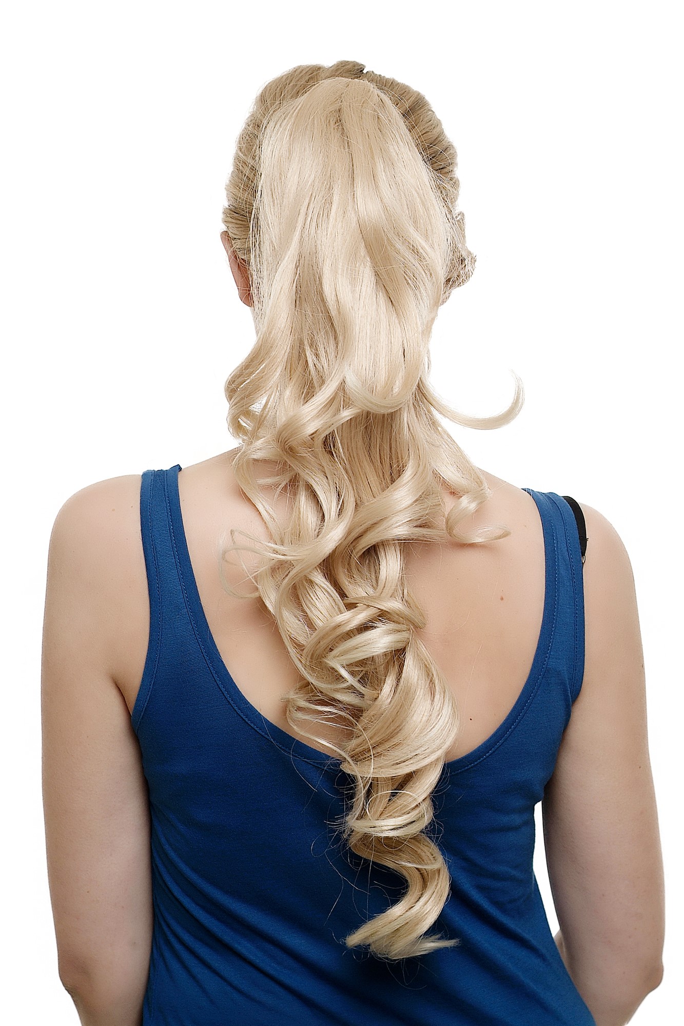 Hairpiece PONYTAIL extension VERY long BEAUTIFUL coiling curls BRIGHT BLOND SA050 -1007T, front view, WIG ME UP: Your Perücken Online Shop Ponytails, light blonde, curled, long