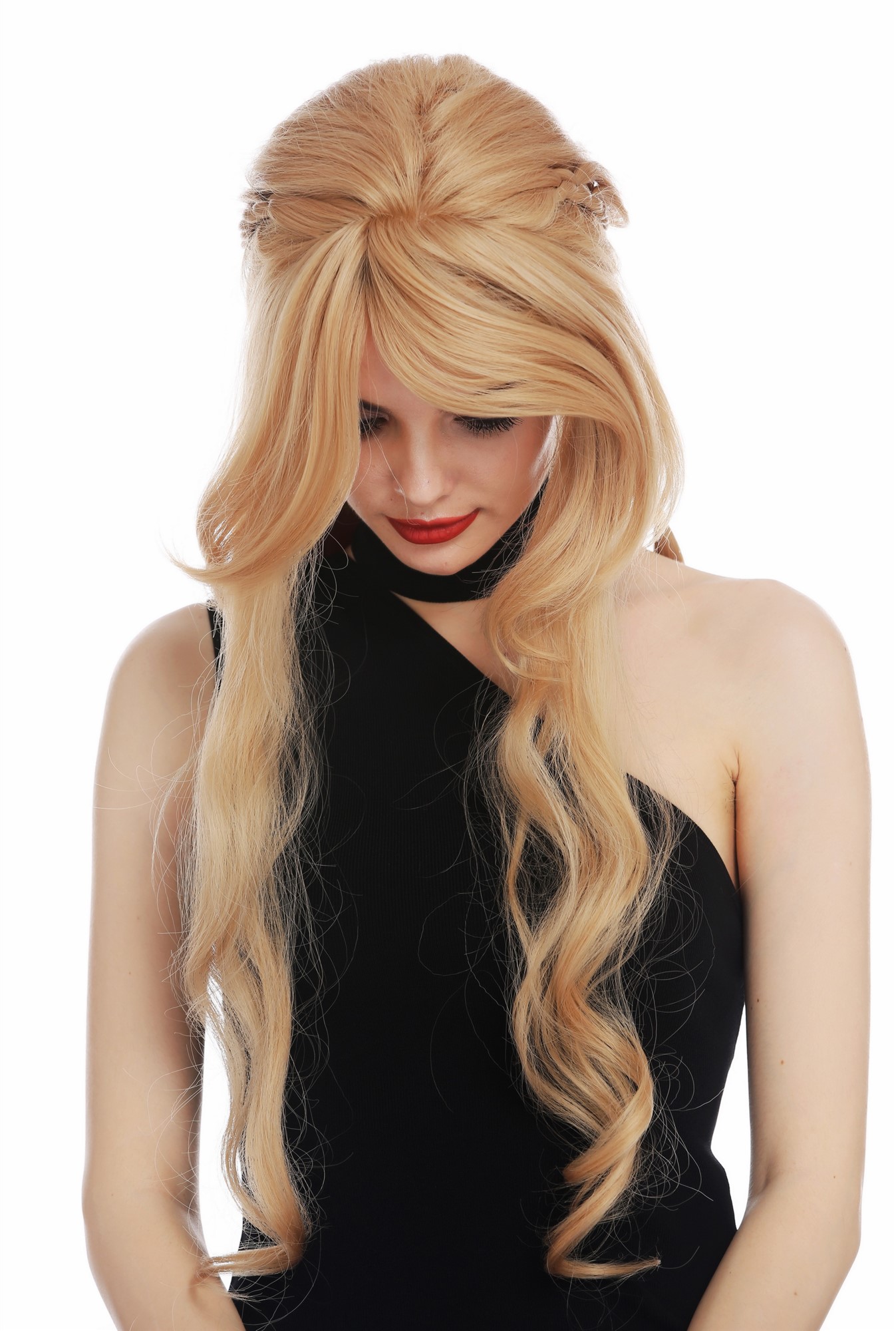 Lady wig lace front long wavy curls elaborately braided blonde WL-5071LS-LF, view 4, WIG ME UP: Your Perücken Online Shop Quality Wigs, Ladies, straw blonde, Braided, long