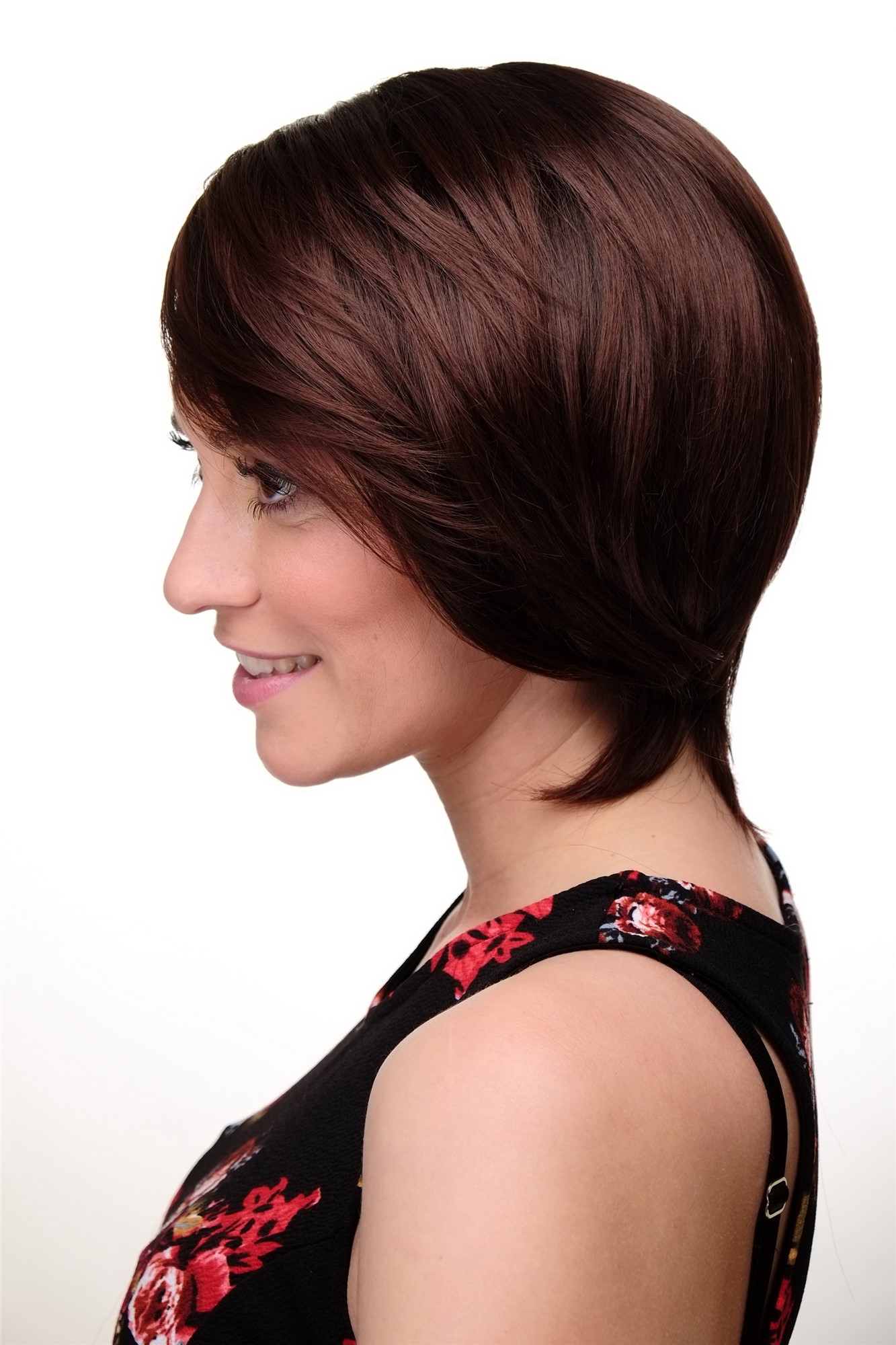 Lady women wig short long bob page long fringe parted to side mahogany mix 6082, view 2, WIG ME UP: Your Perücken Online Shop Quality Wigs, Ladies, black-brown-mahogany brown mix, straight, short