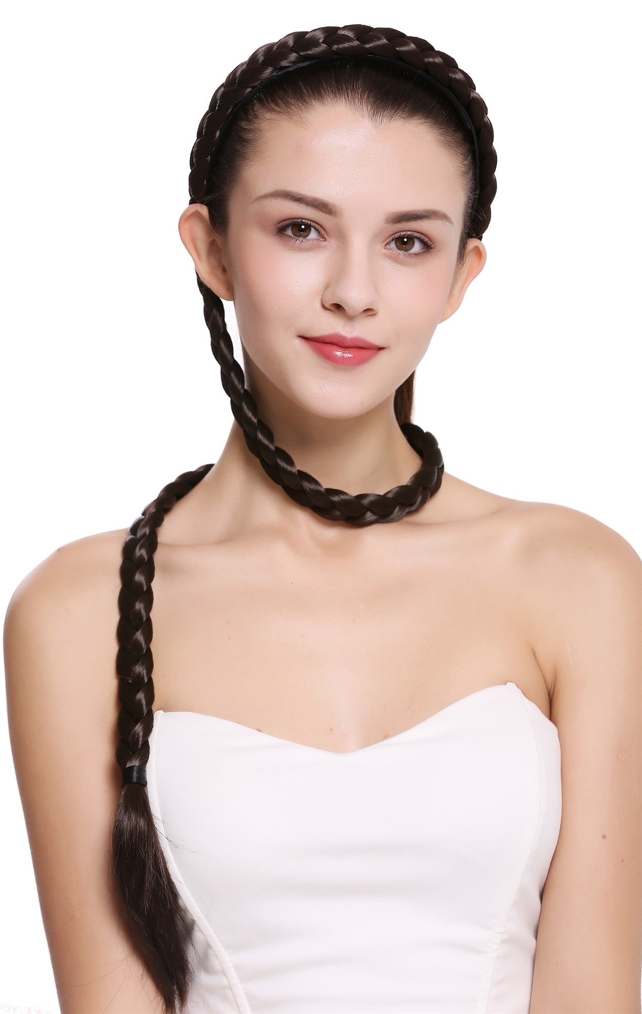 Hair Circlets, medium brown, Braided, very long