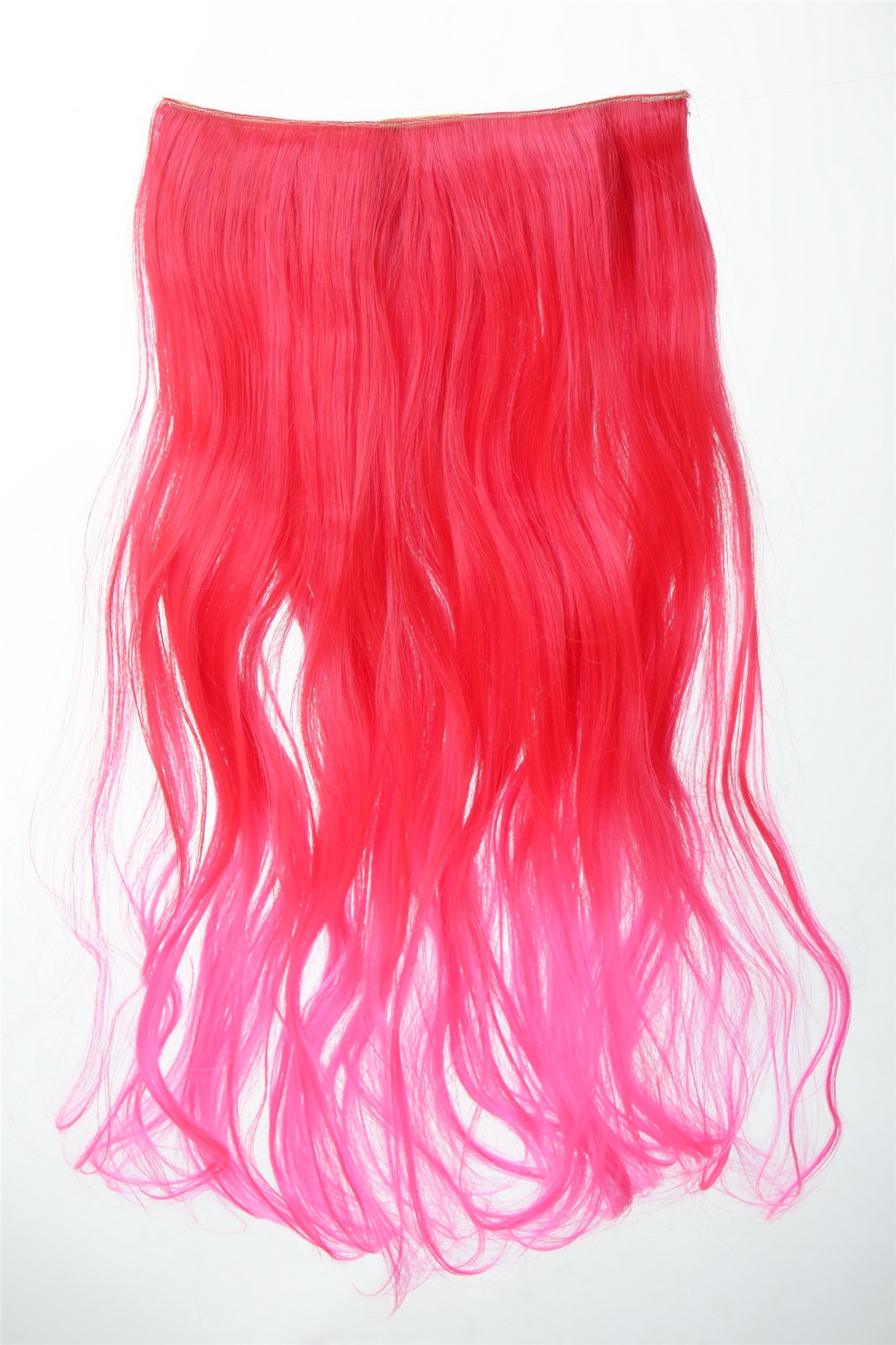 5 Clip-In Extension lockig Ombre Knallrot-Neonrosa-Mix YZF-3180P-113/TF2315, Vorderansicht, WIG ME UP: Ihr Perücken Online Shop wellige Halbperücke Knallrot-Neonrosa-Mix 50 cm lang