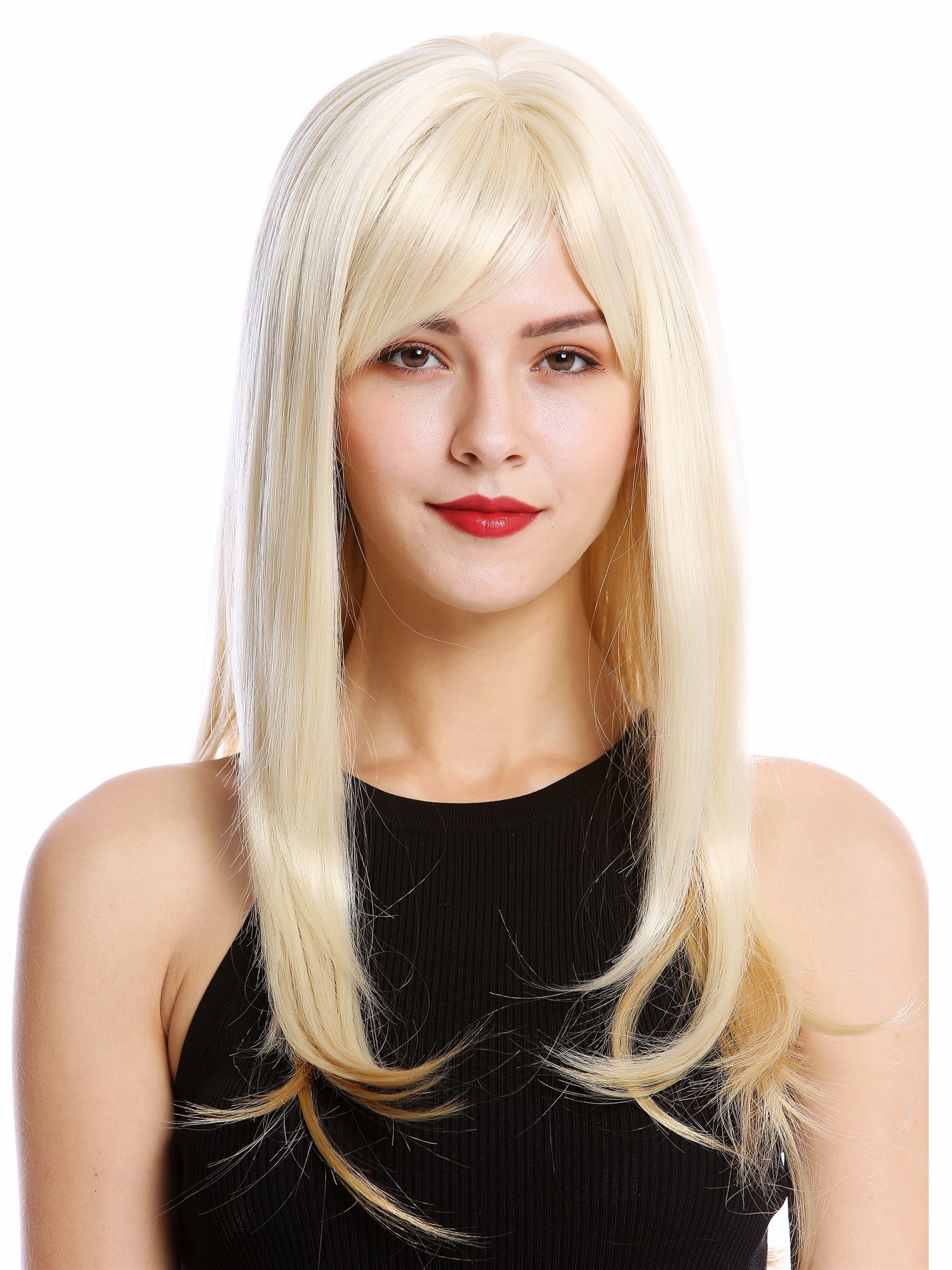 hochwertige Qualitätsperücken, Perücke Lang Glatt Pony Hellblond Goldblond Mix GFW2274-LG26+613, Vorderansicht, WIG ME UP: Ihr Perücken Online Shop wellige Tressen-Perücke mit Kopfhaut-Imitat Hellblond-Goldblond-Mix lange Haare für Damen