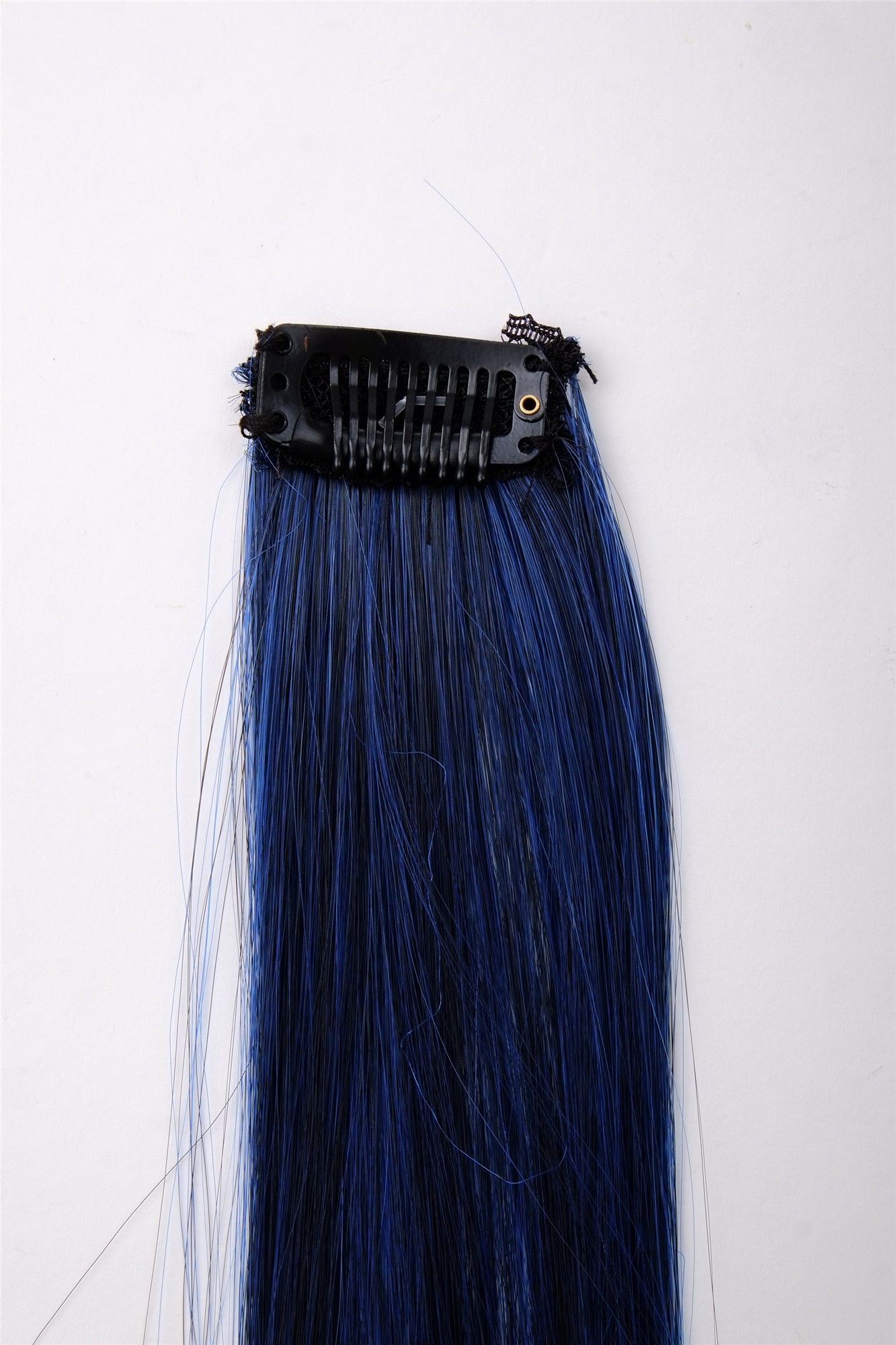 glatte Extensions Blau-Schwarz-Mix Schwarzblau 45 cm lang